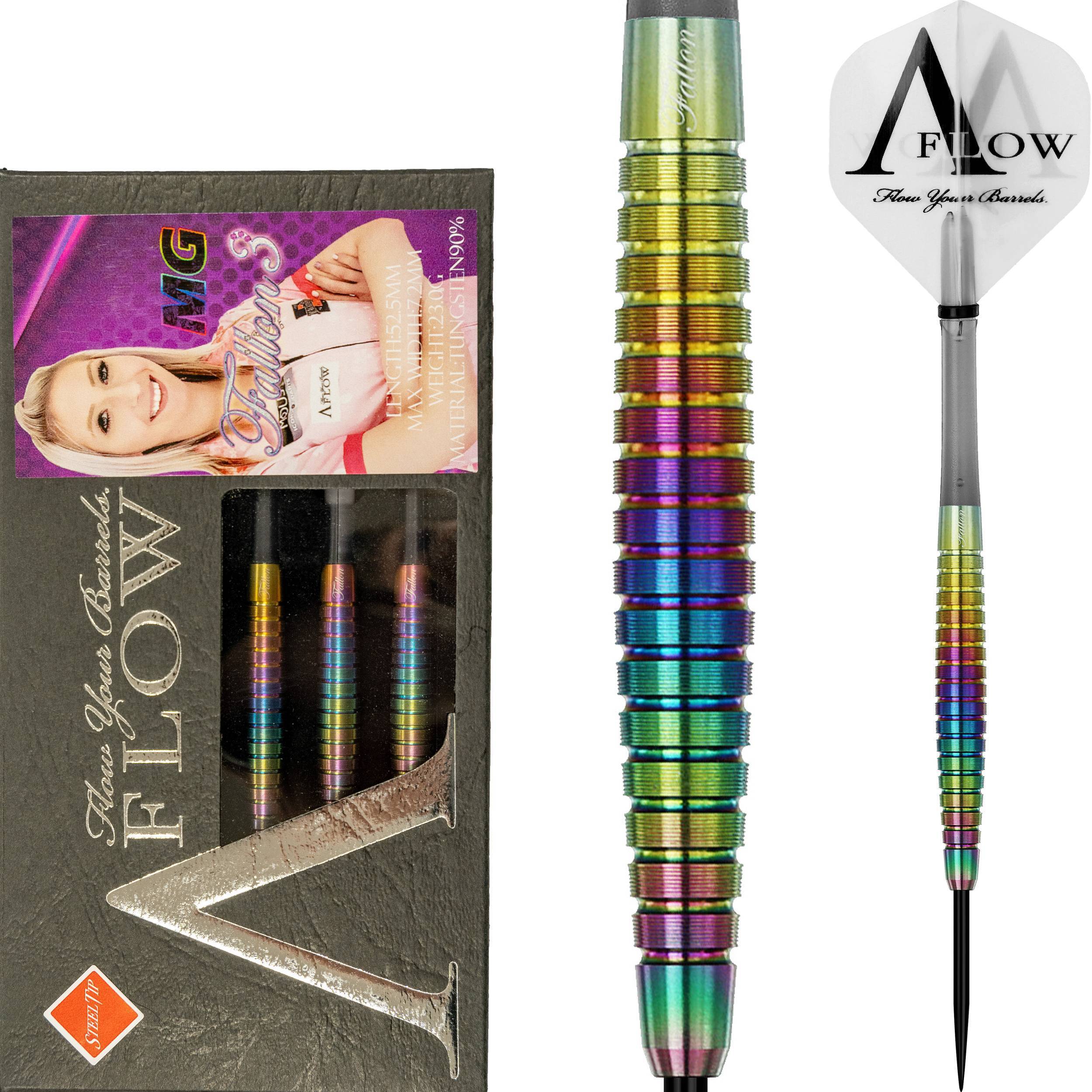 Dynasty-A-Flow-Black-Line-Fallon-Sherrock-3-Rainbow-MG-Steeldart-Collage Dynasty - A-Flow Black Line - Fallon Sherrock Rainbow MG - Steeldart