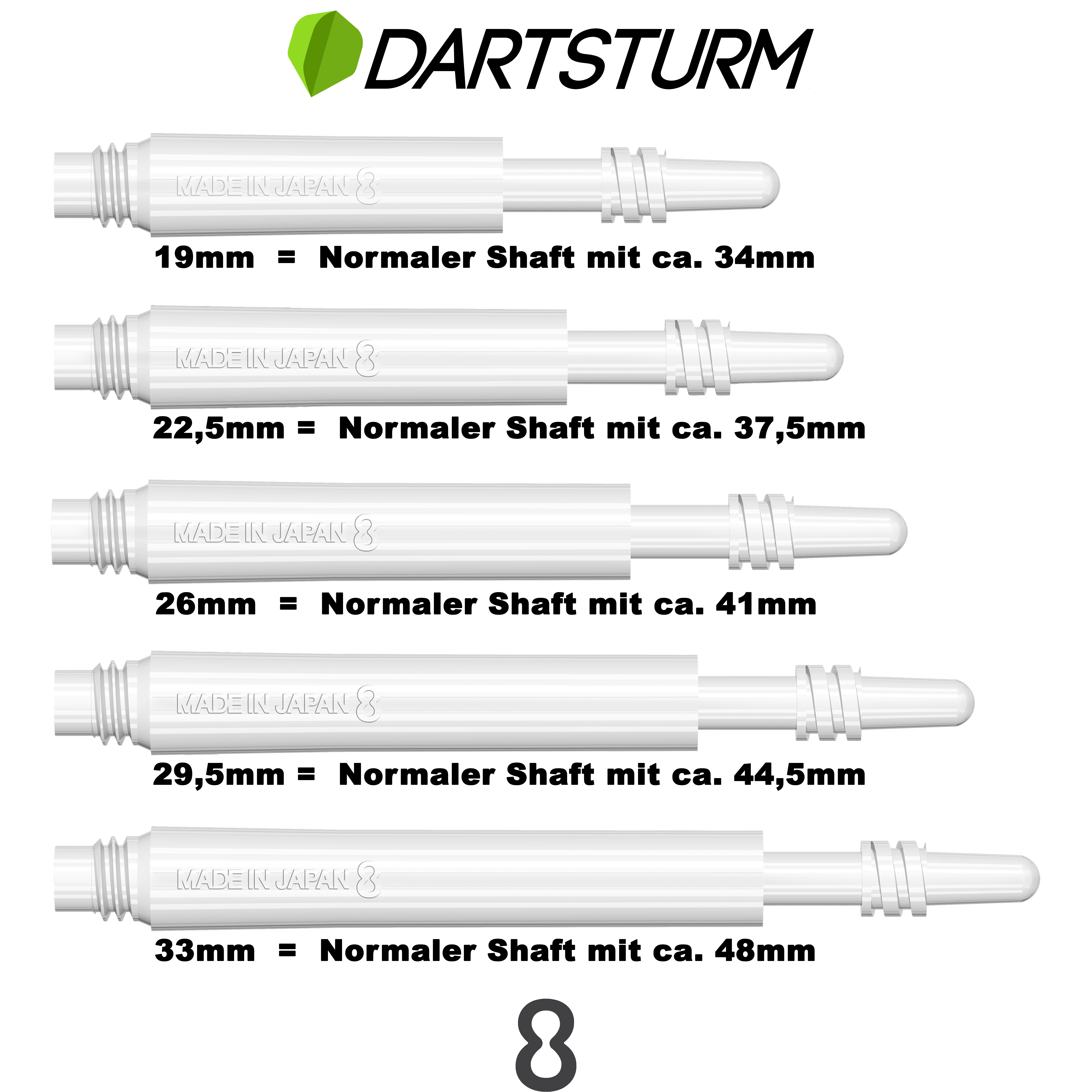 8 Flight - Regular Spin Shaft - Weiß