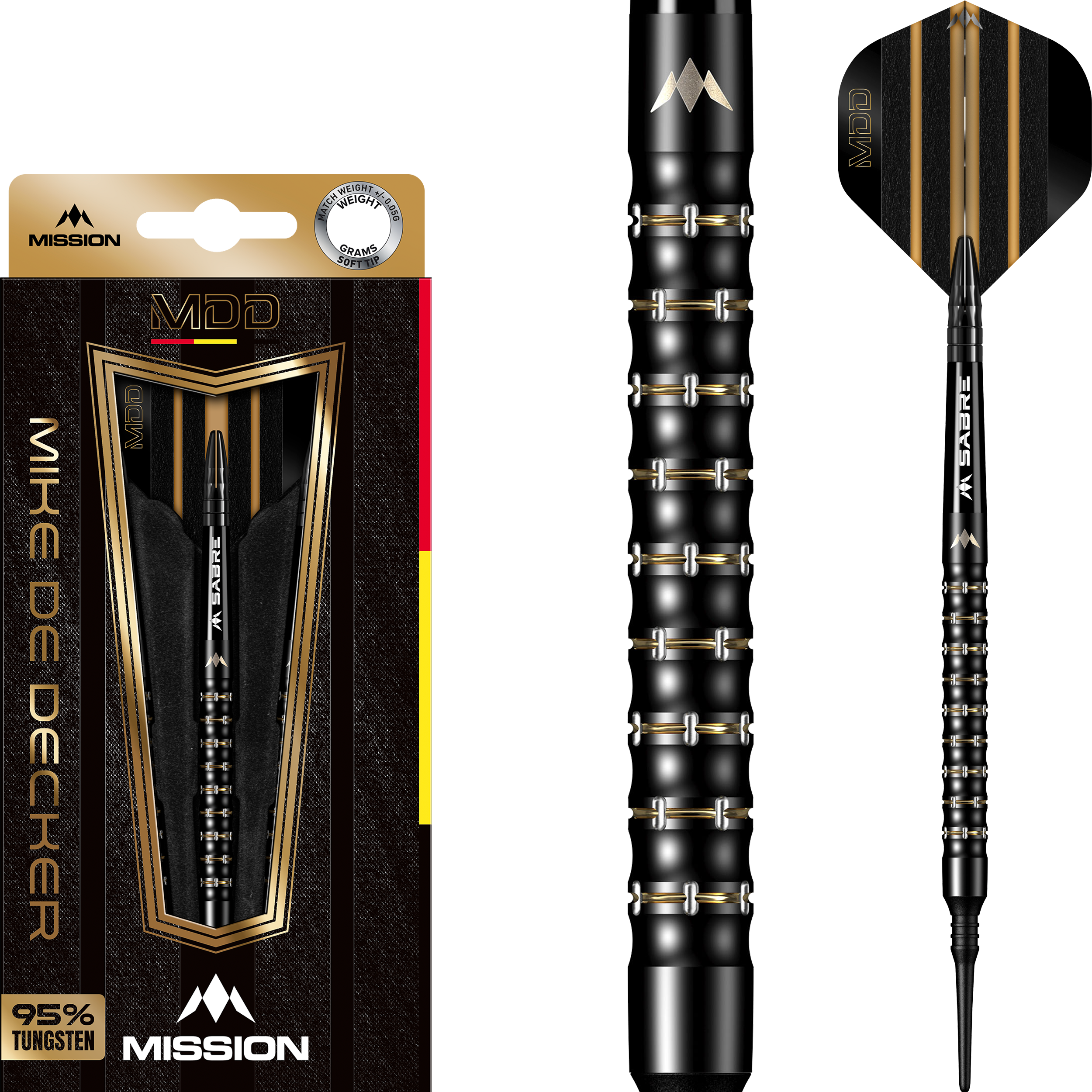 Mission - Mike De Decker Schwarz Gold - Softdart Mission - Mike De Decker Schwarz Gold - Softdart