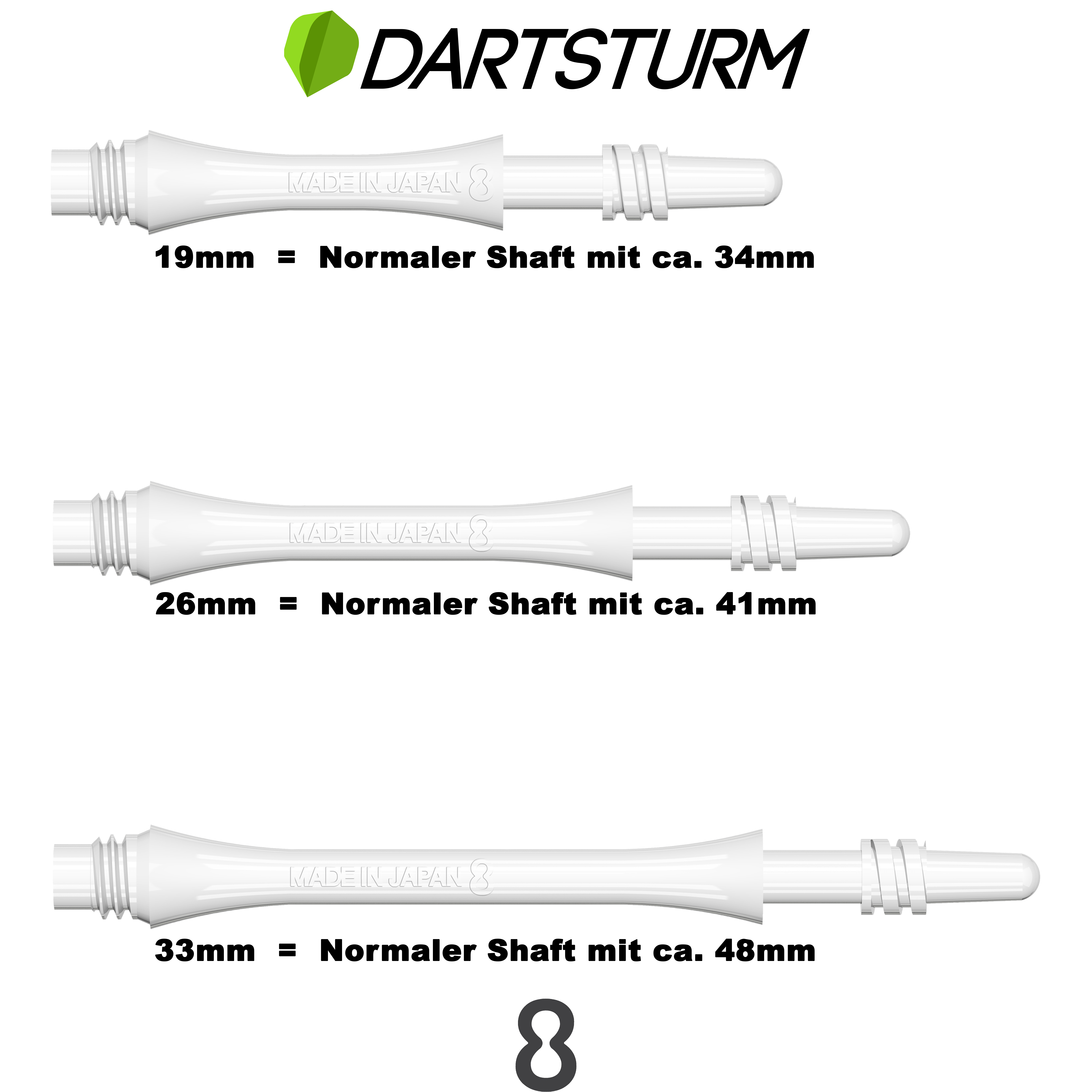 8 Flight - Slim Spin Shaft - Weiß