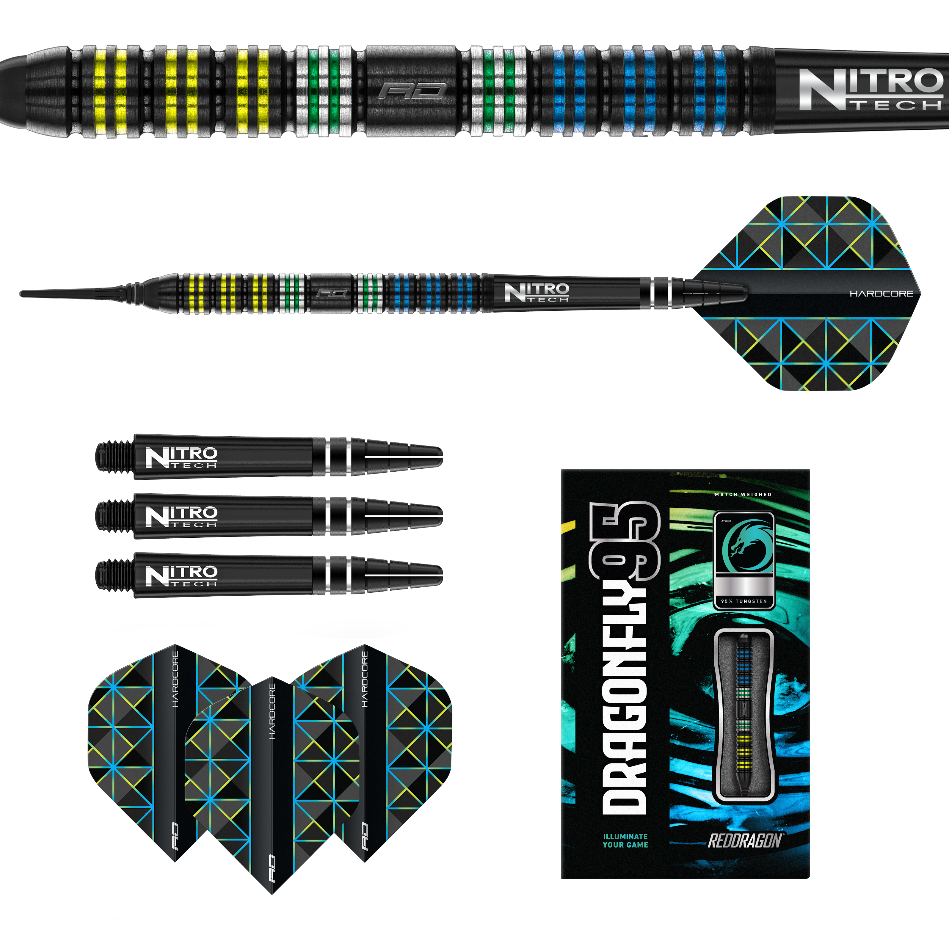 Red Dragon - Dragonfly Black 95 Parallel - Softdart Red Dragon - Dragonfly Black 95 Parallel - Softdart