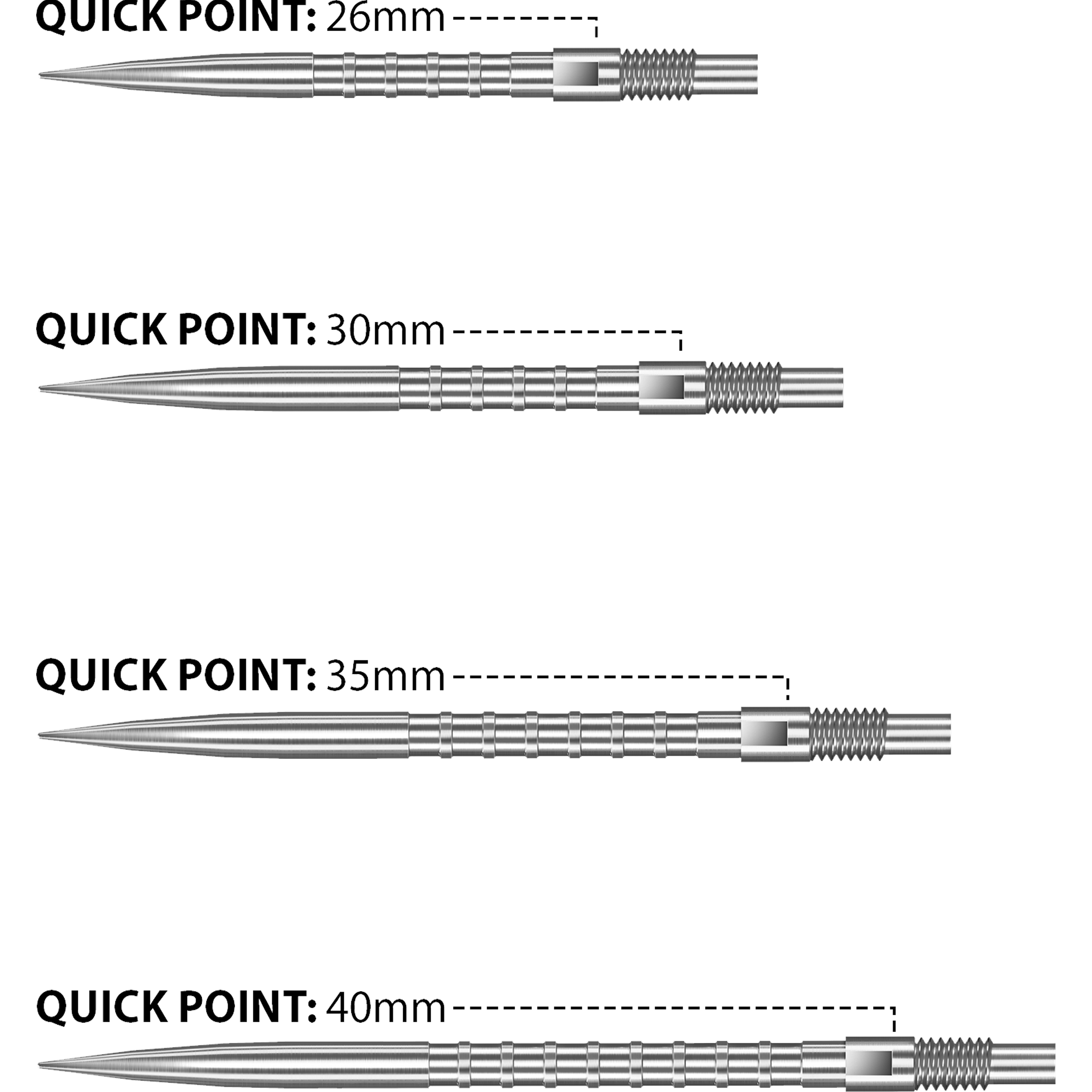 Harrows - Quick Point HM Grip - Silber