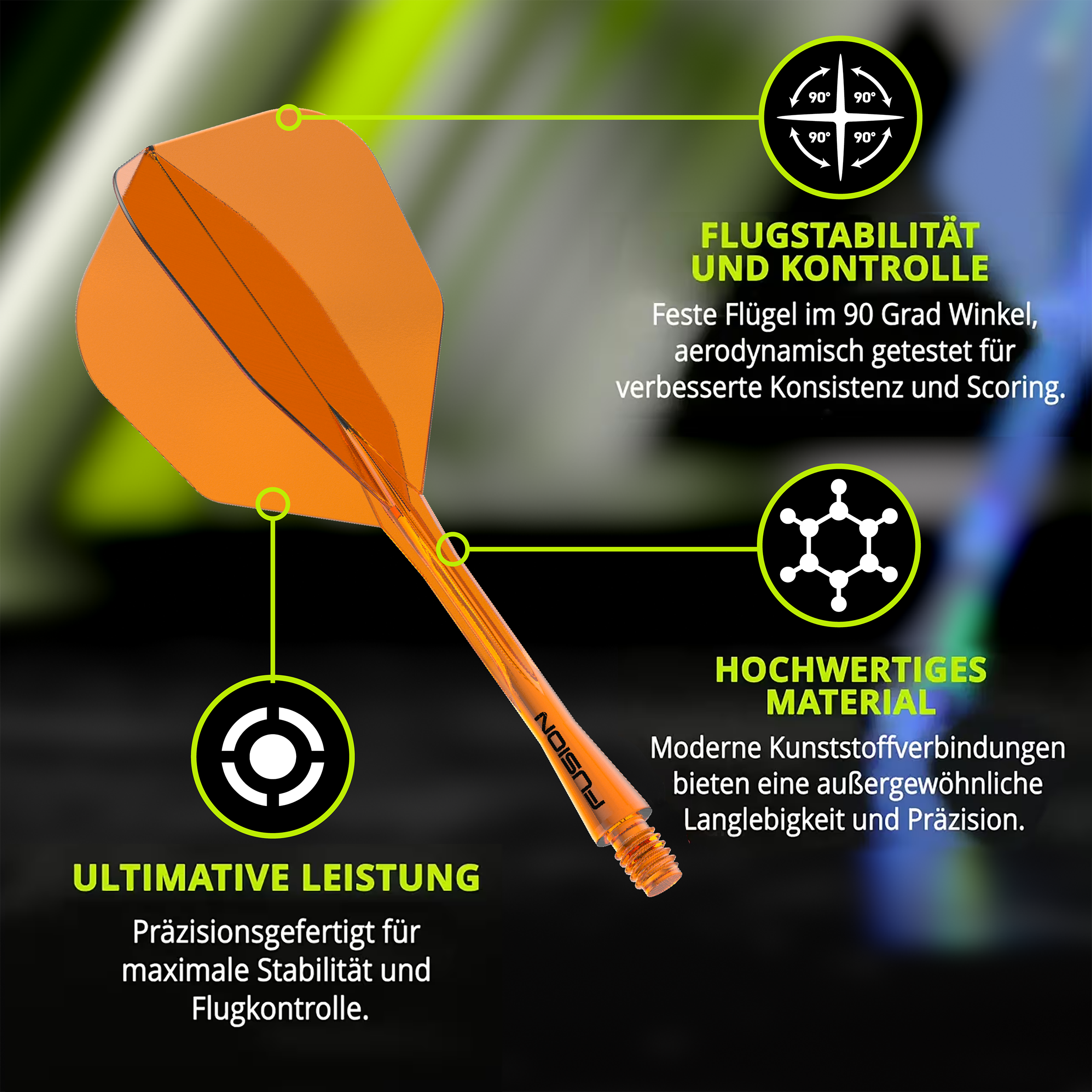 Winmau - Fusion Flightsystem Neon Orange - No6