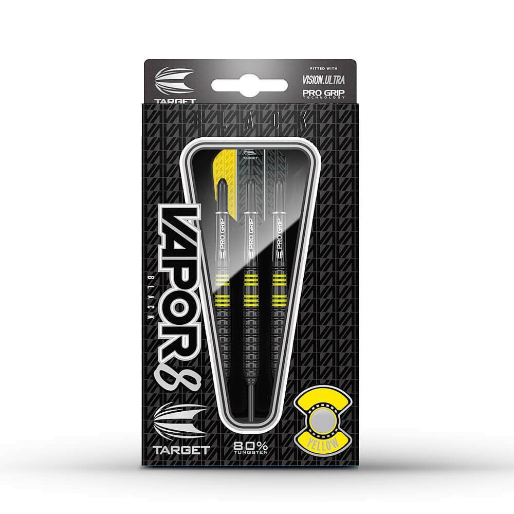 Target-Vapor-8-Black-Schwarz-Gelb-Steeldart-Verpackung Target - Vapor-8 - Schwarz Gelb - Steeldart