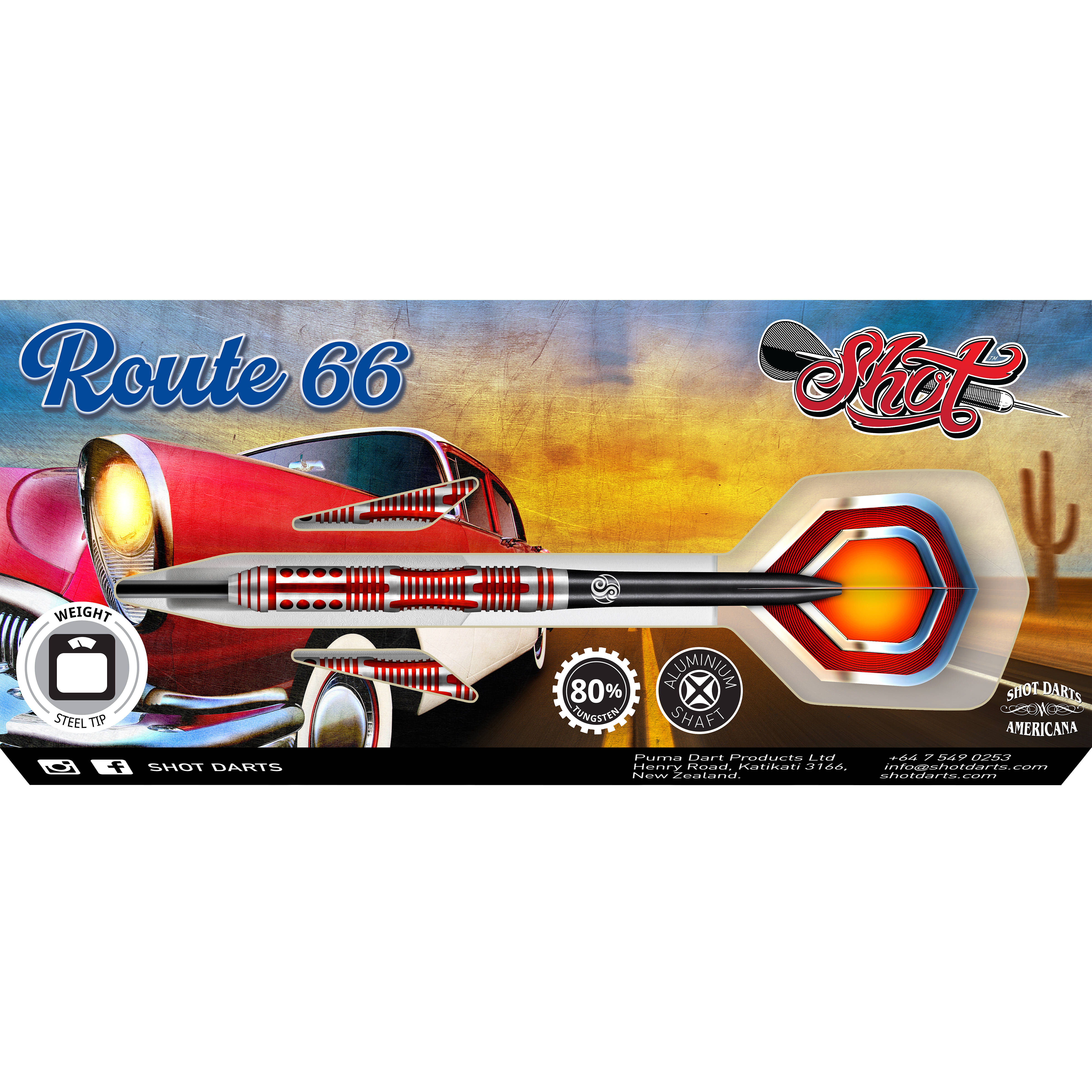 Shot-Americana-Route-66-Steeldart-Verpackung Shot - Americana Route 66 - Steeldart