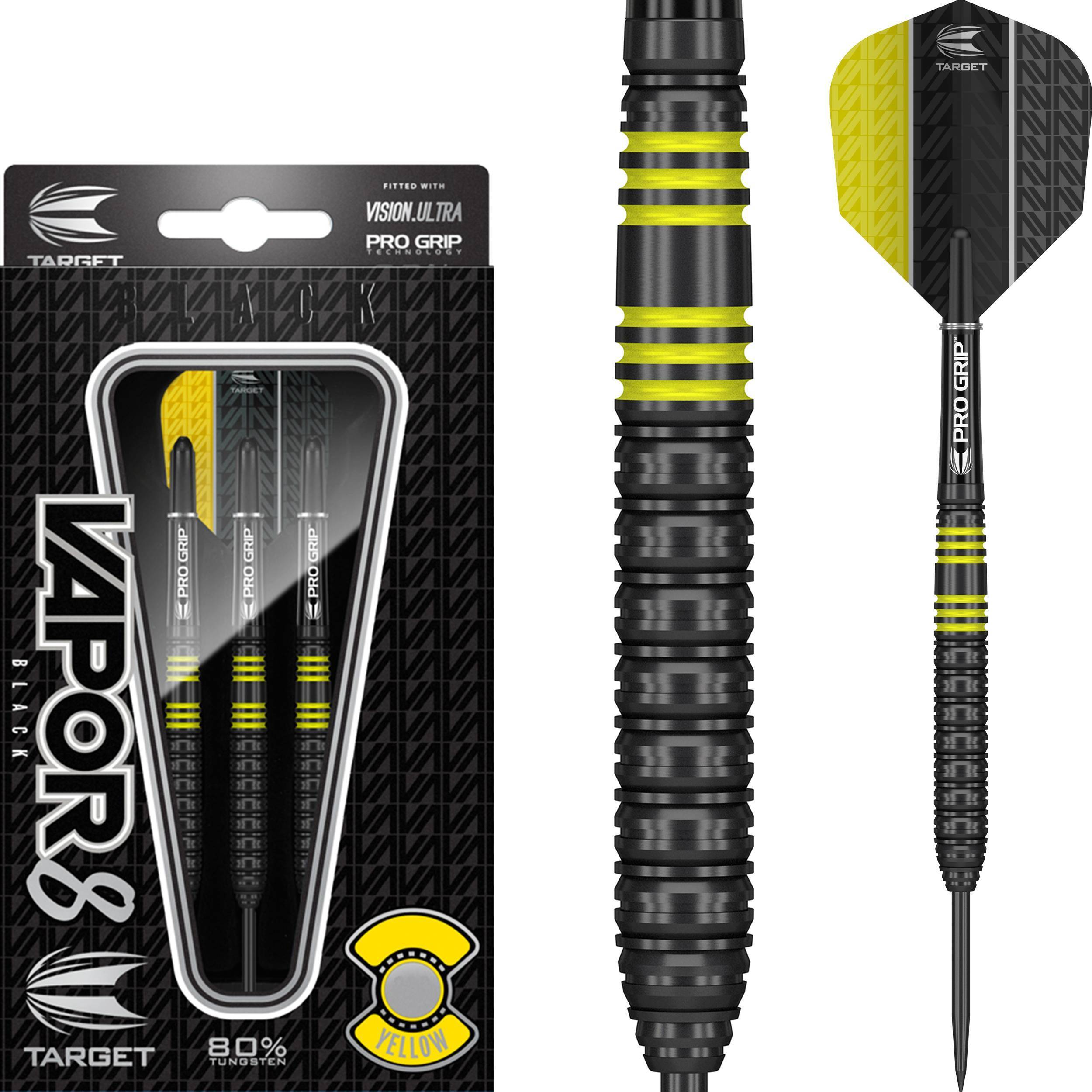 Target-Vapor-8-Schwarz-Gelb-Steeldart-Collage Target - Vapor-8 - Schwarz Gelb - Steeldart