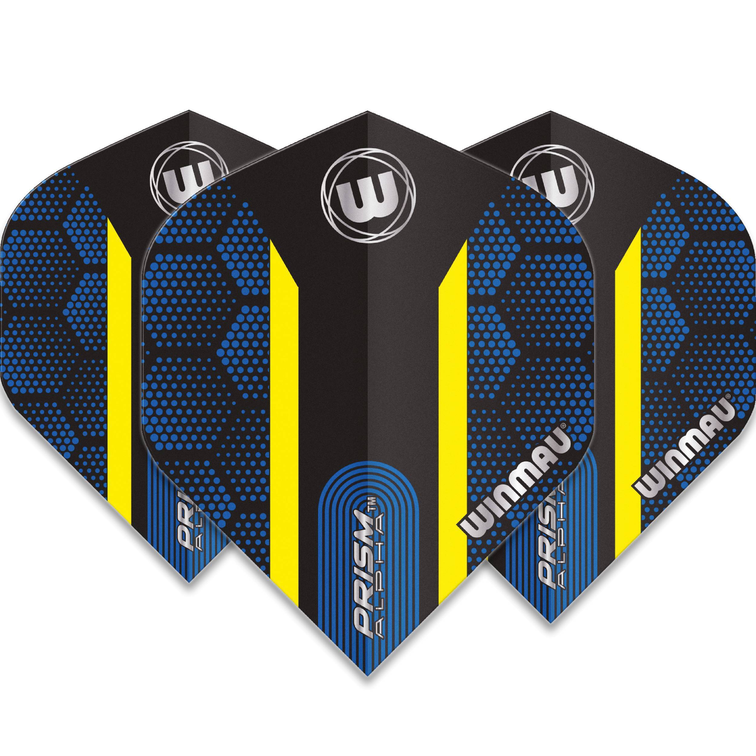 Winmau-Prism-Alpha-Hexagon-Flight-Standard-Blau-Gelb Winmau - Prism Alpha Hexagon Flight - Standard