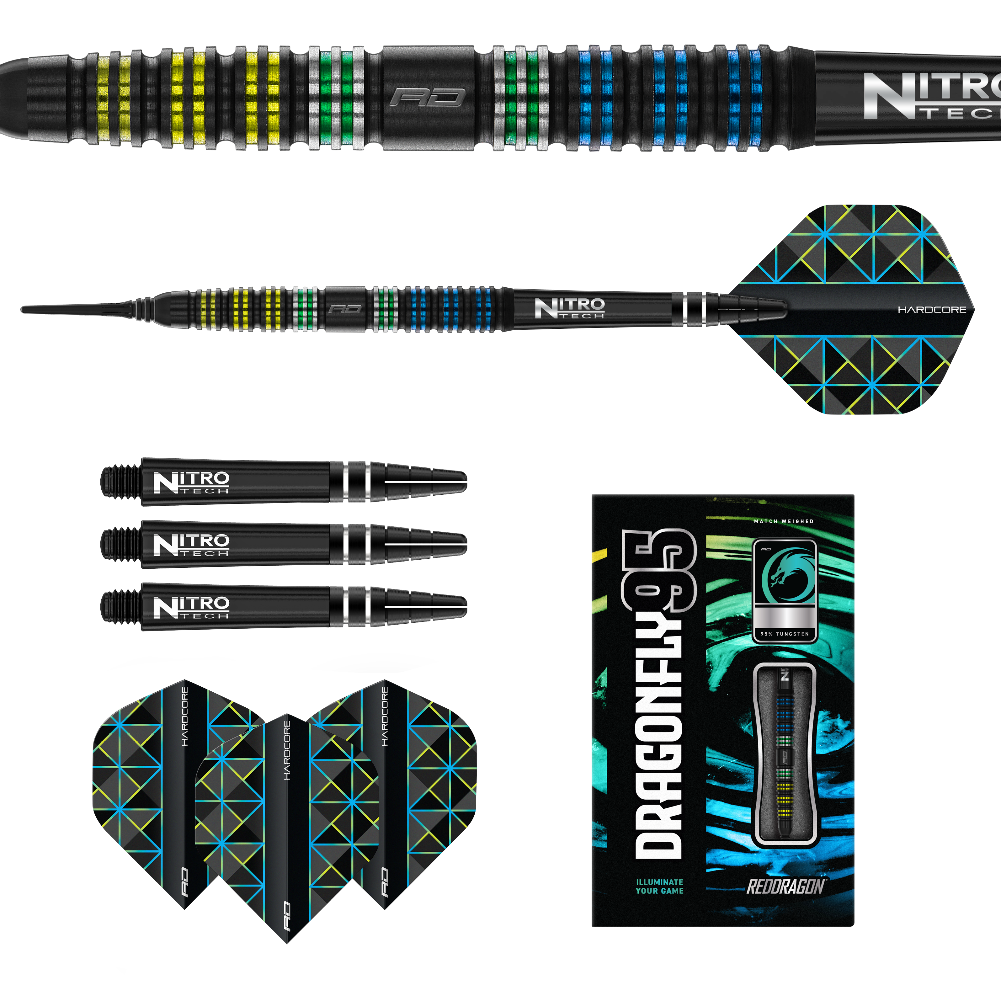 Red Dragon - Dragonfly Black 95 Tapered - Softdart Red Dragon - Dragonfly Black 95 Tapered - Softdart