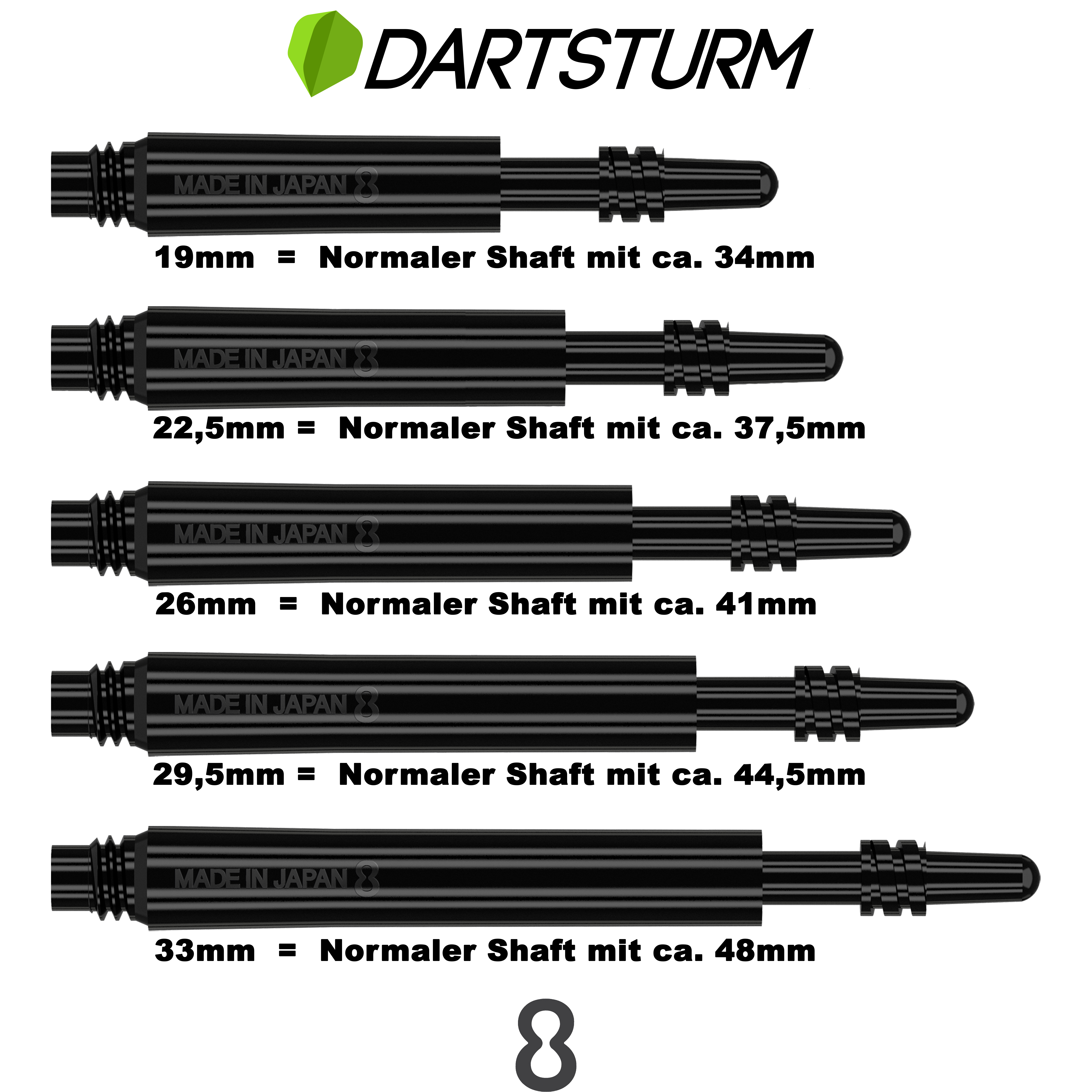 8 Flight - Regular Spin Shaft - Schwarz 8 Flight - Regular Spin Shaft - Schwarz