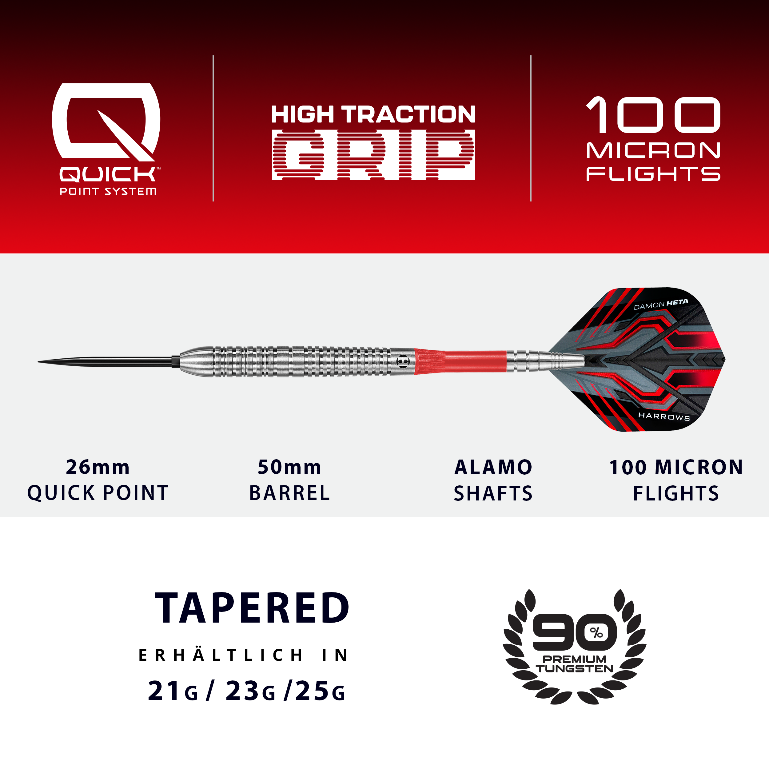 Harrows - Quick Point - Damon Heta Natural - Steeldart
