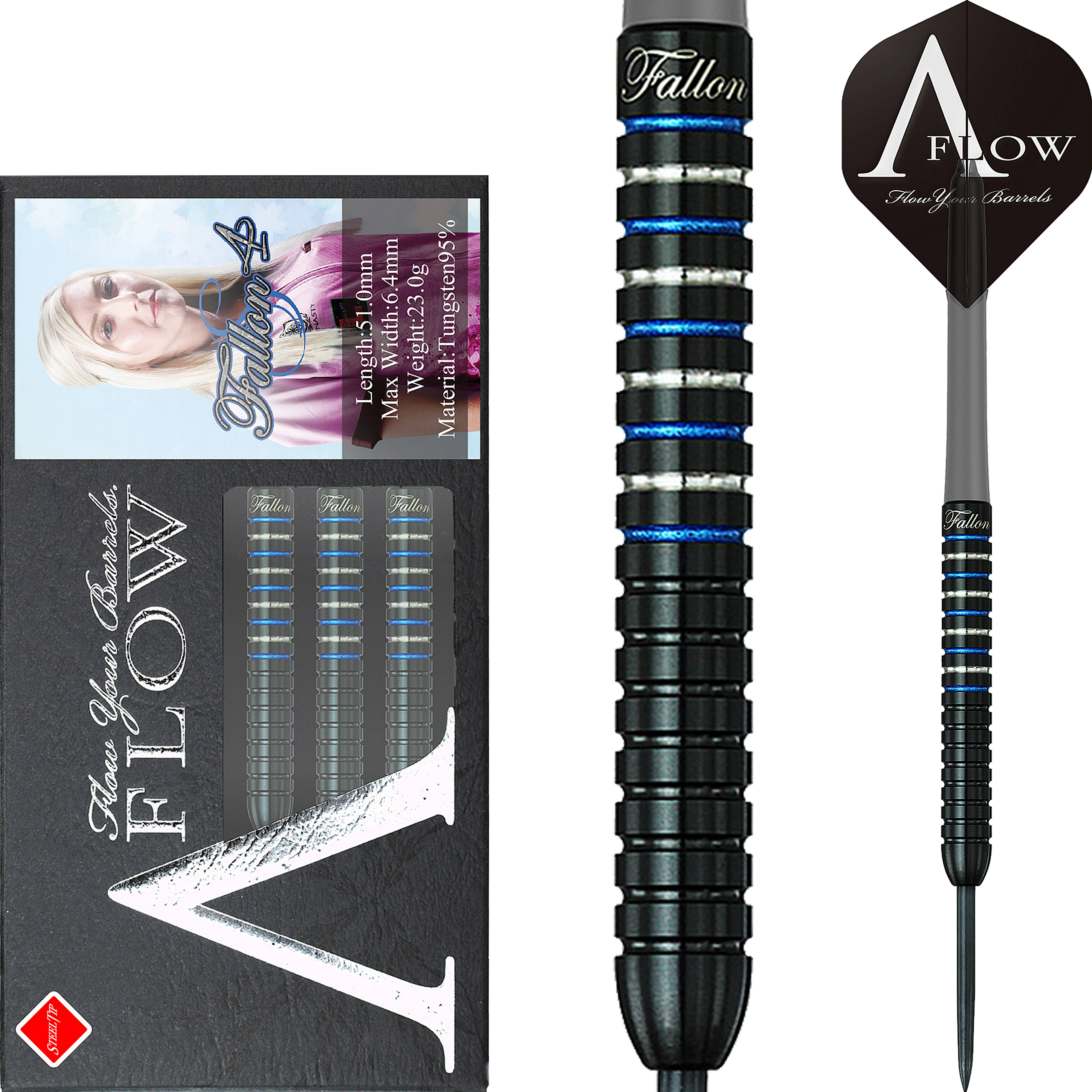 Dynasty-Fallon-Sherrock-4s-Steeldart-Collage Dynasty - A-Flow Black Line - Fallon Sherrock 4 Straight - Steeldart