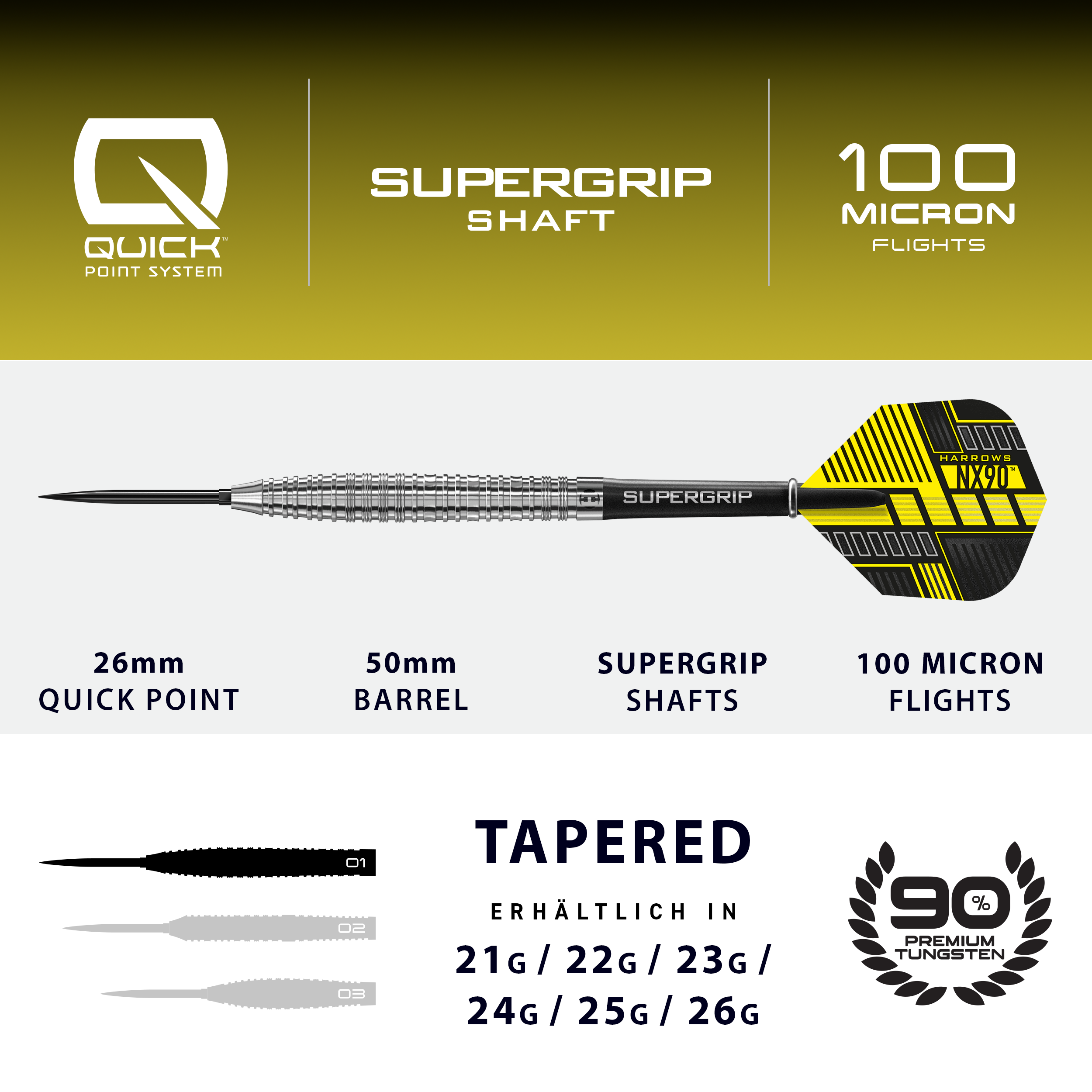 Harrows - Quick Point - NX90 Tapered - Steeldart