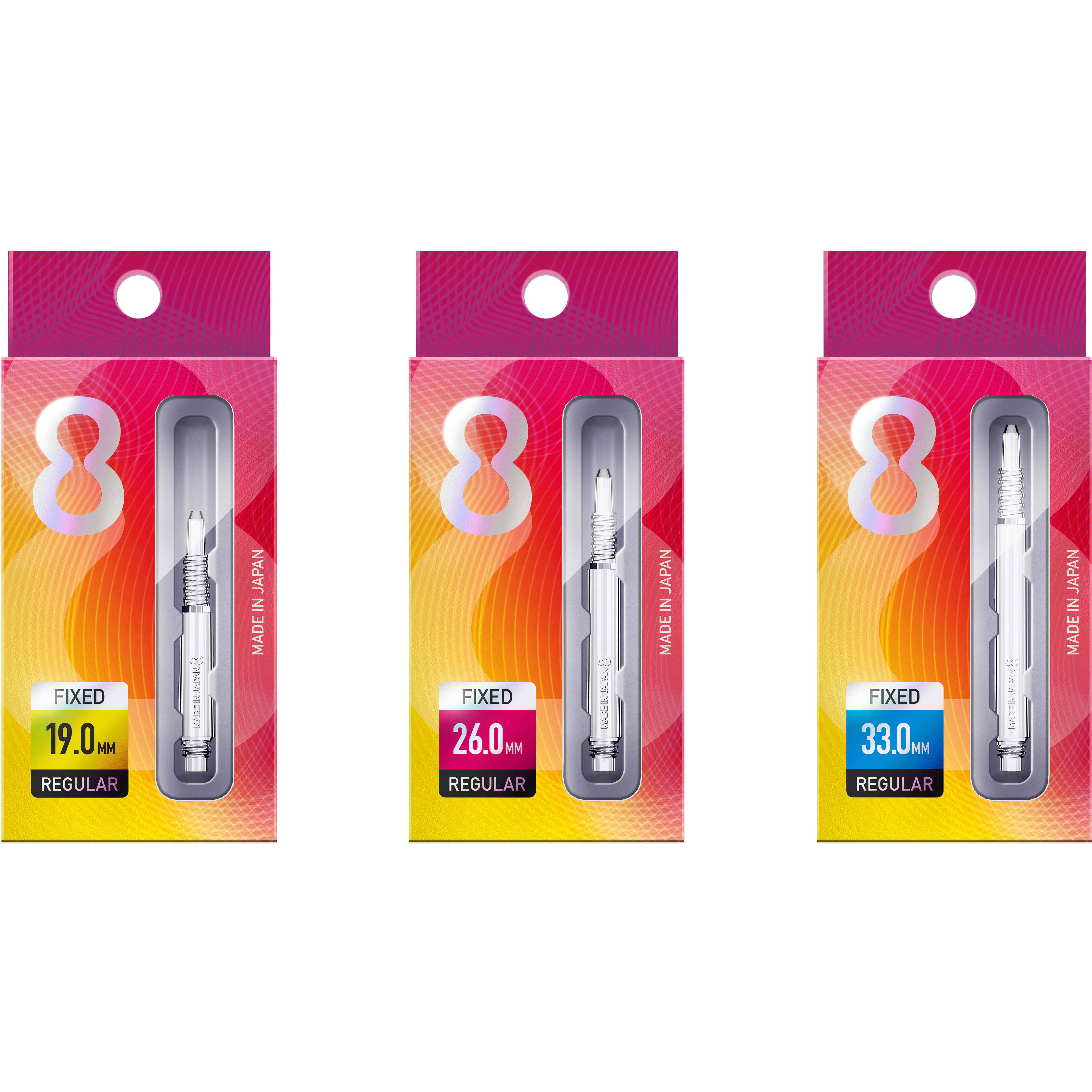 8-Flight-Regular-Fixed-Shaft-Transparent-Verpackung 8 Flight - Regular Fixed Shaft - Transparent