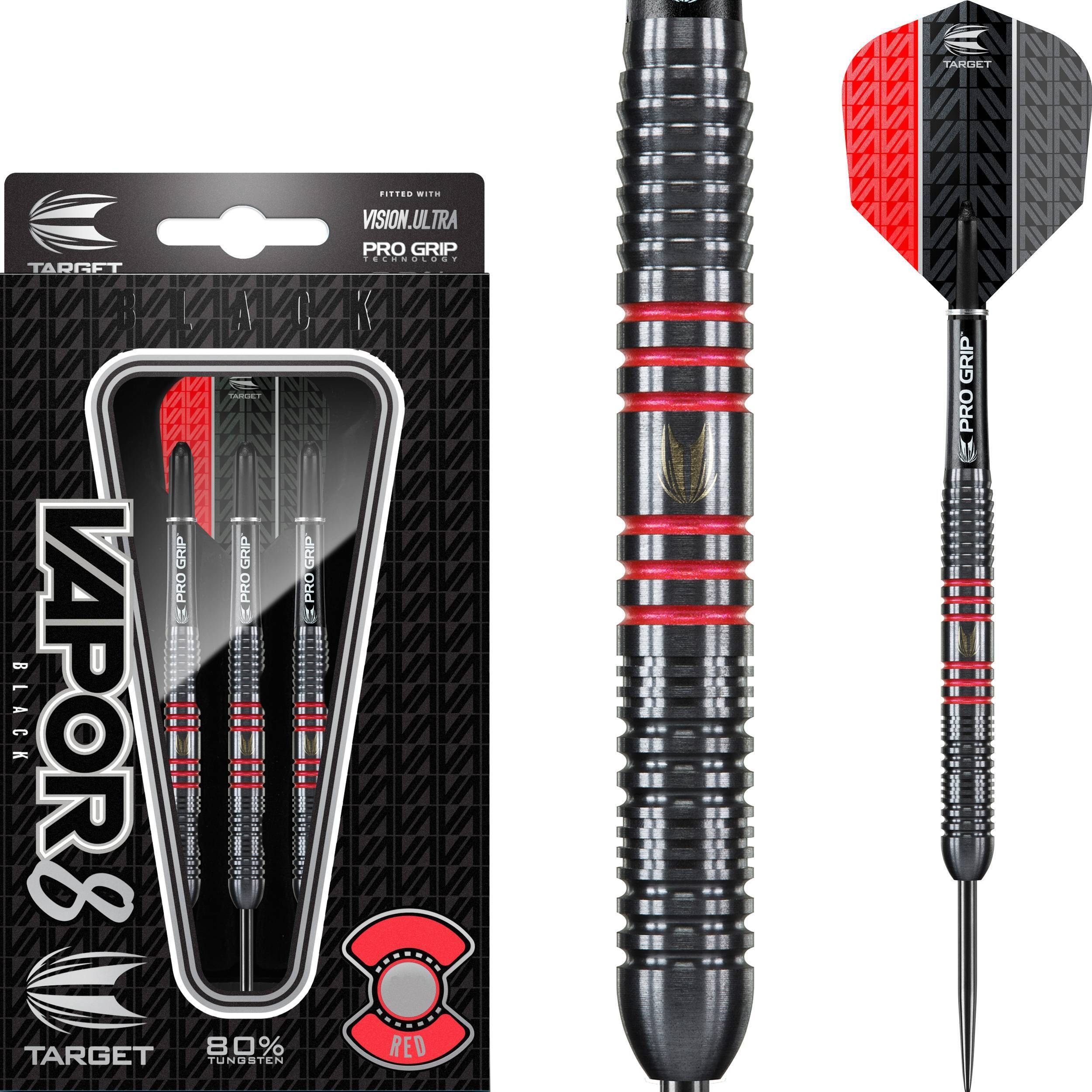 Target-Vapor-8-Schwarz-Rot-Steeldart-Collage Target - Vapor-8 - Schwarz Rot - Steeldart