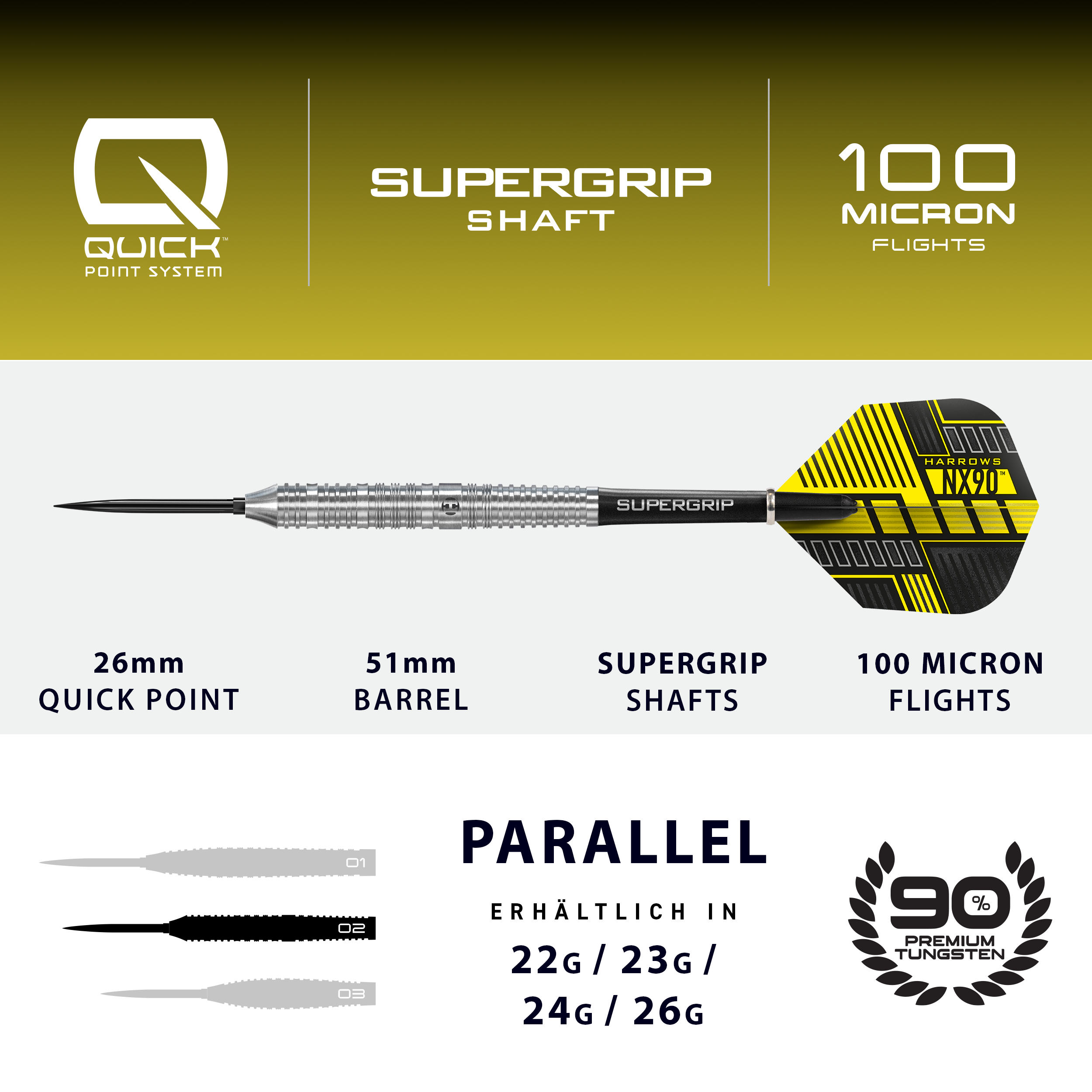 Harrows - Quick Point - NX90 Parallel - Steeldart Harrows - Quick Point - NX90 Parallel - Steeldart