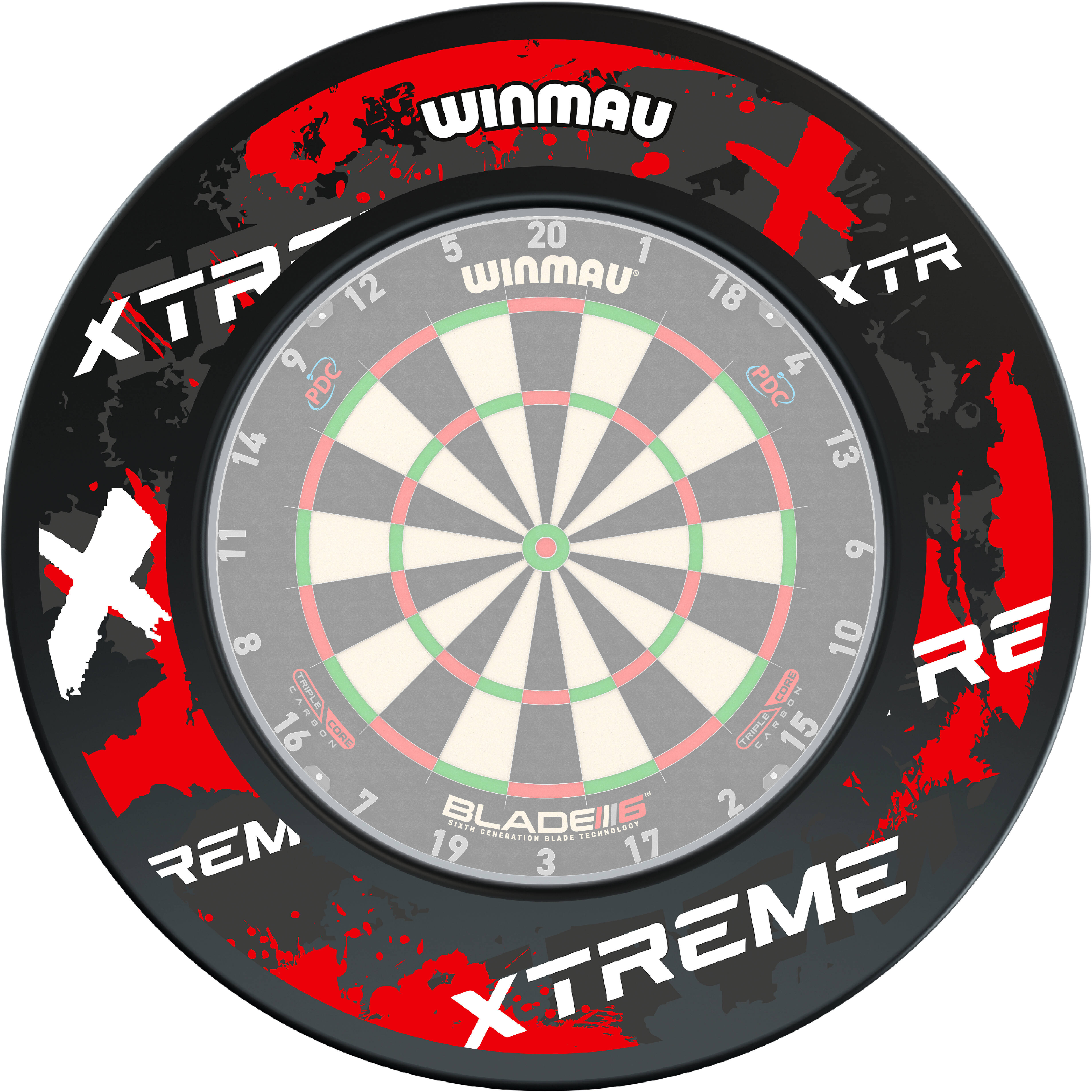 Winmau-Extreme-Red-Surround-mit-Dartboard Winmau - Extreme Red Surround