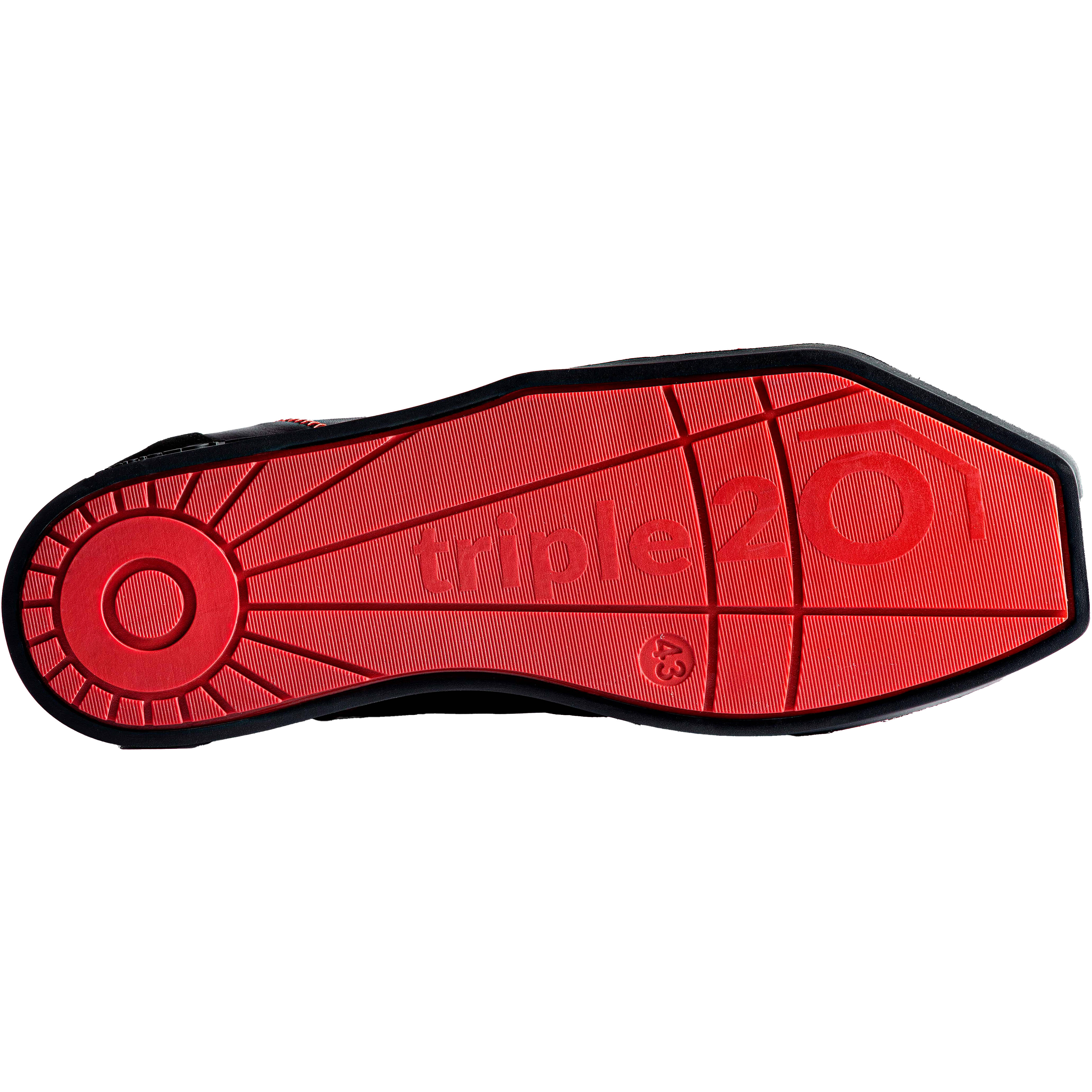 Triple20-Dartsshoes-Leder-Schwarz-Rot-Sohle Triple20 Dartsshoes - Leder Schwarz/Rot