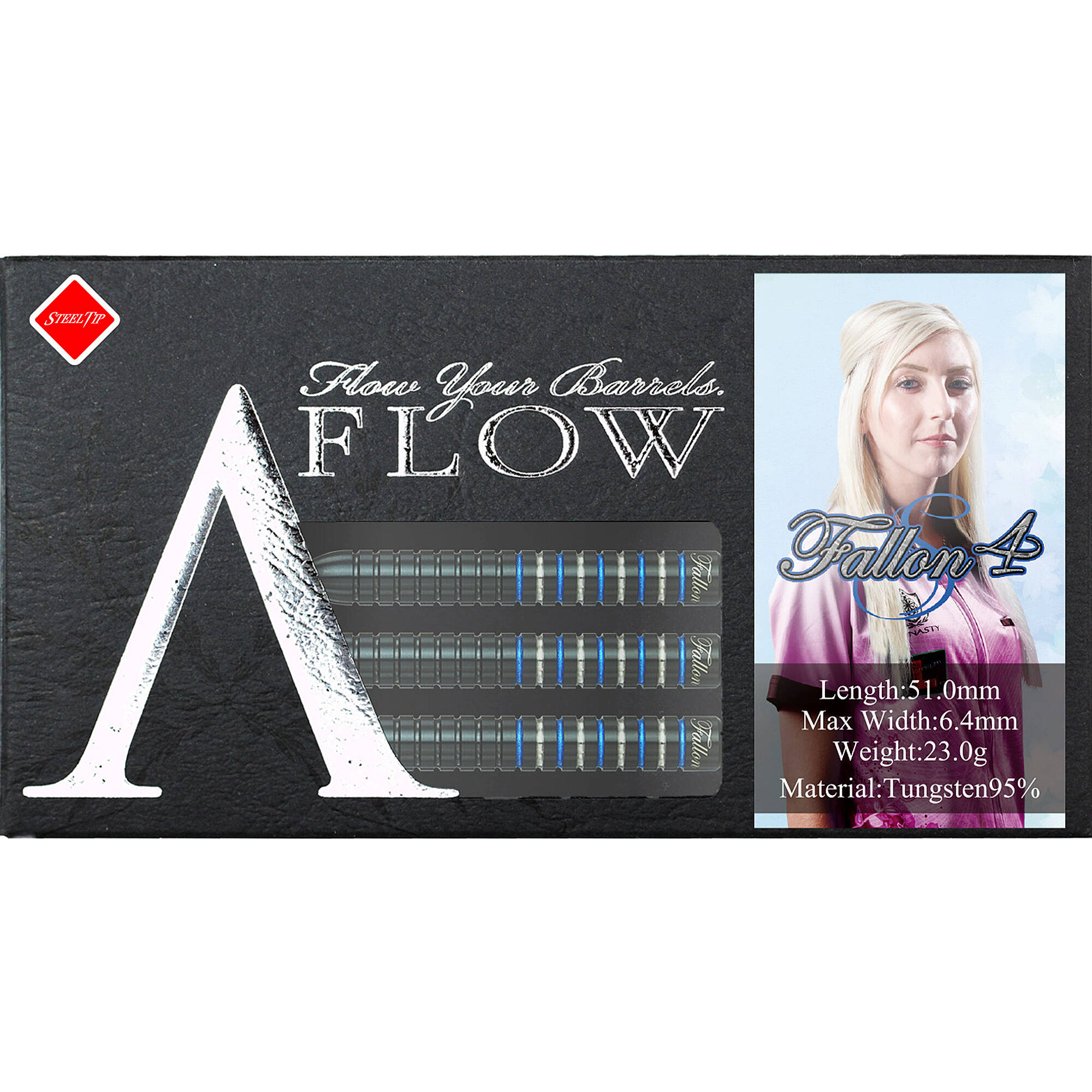 Dynasty-Fallon-Sherrock-4s-Steeldart-Verpackung Dynasty - A-Flow Black Line - Fallon Sherrock 4 Straight - Steeldart