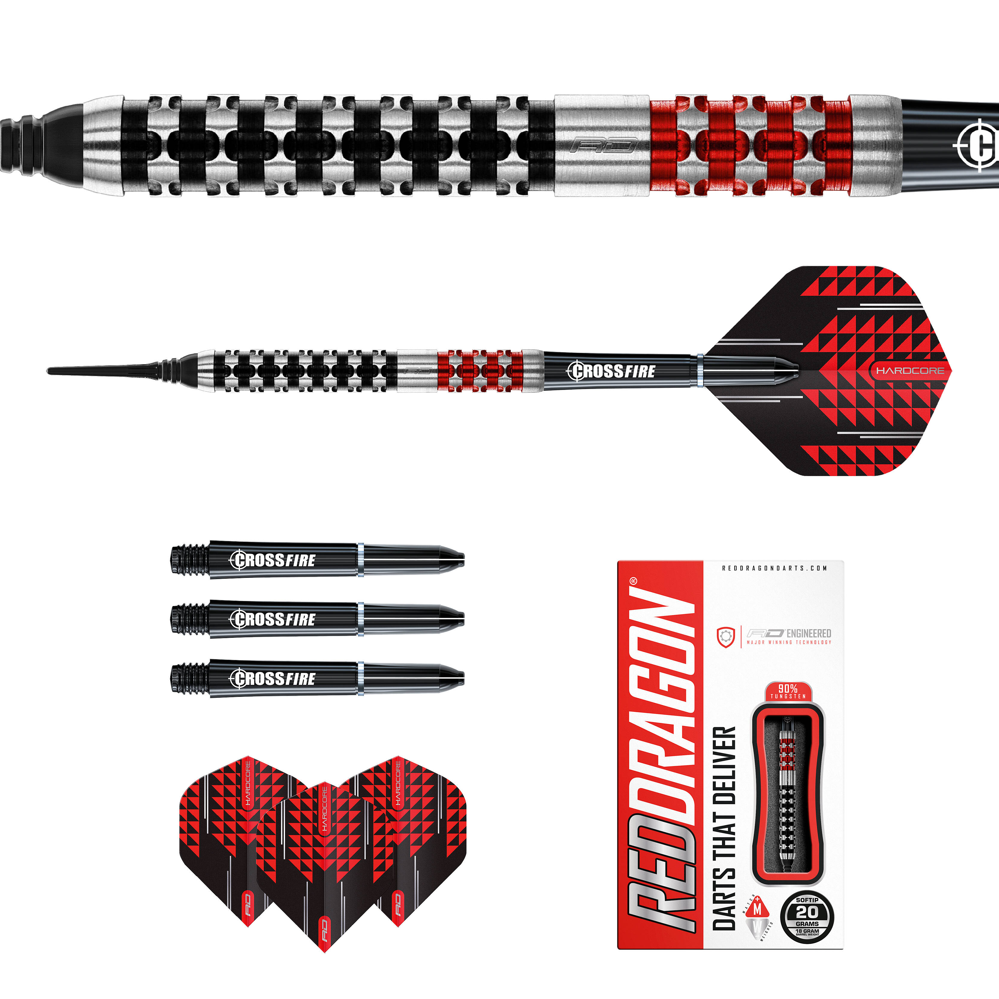 Red-Dragon-Crossfire-Softdart-Lieferumfang Red Dragon - Crossfire - Softdart