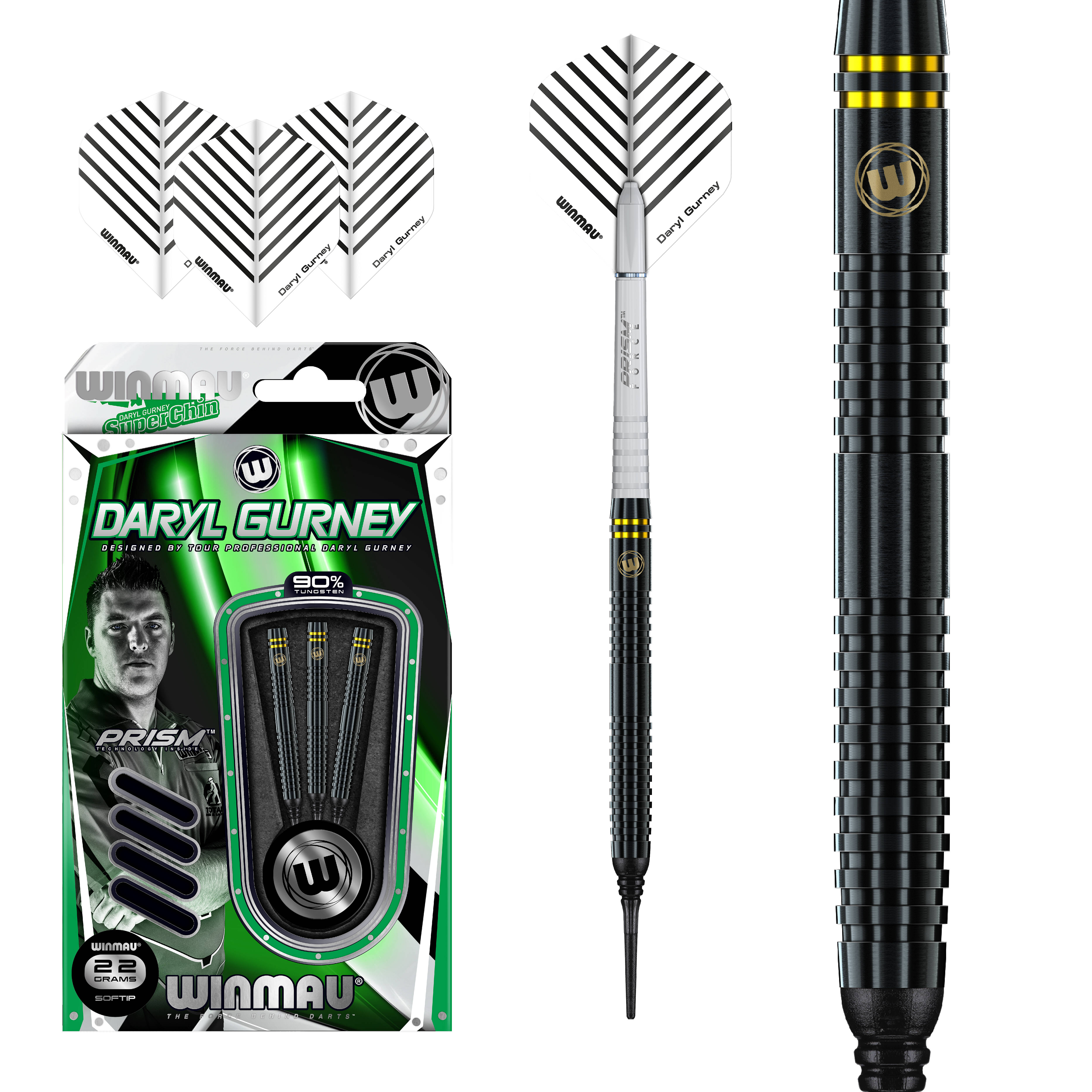 Winmau-Daryl-Gurney-Black-Softdart-Collage Winmau - Daryl Gurney Black Editon - Softdart