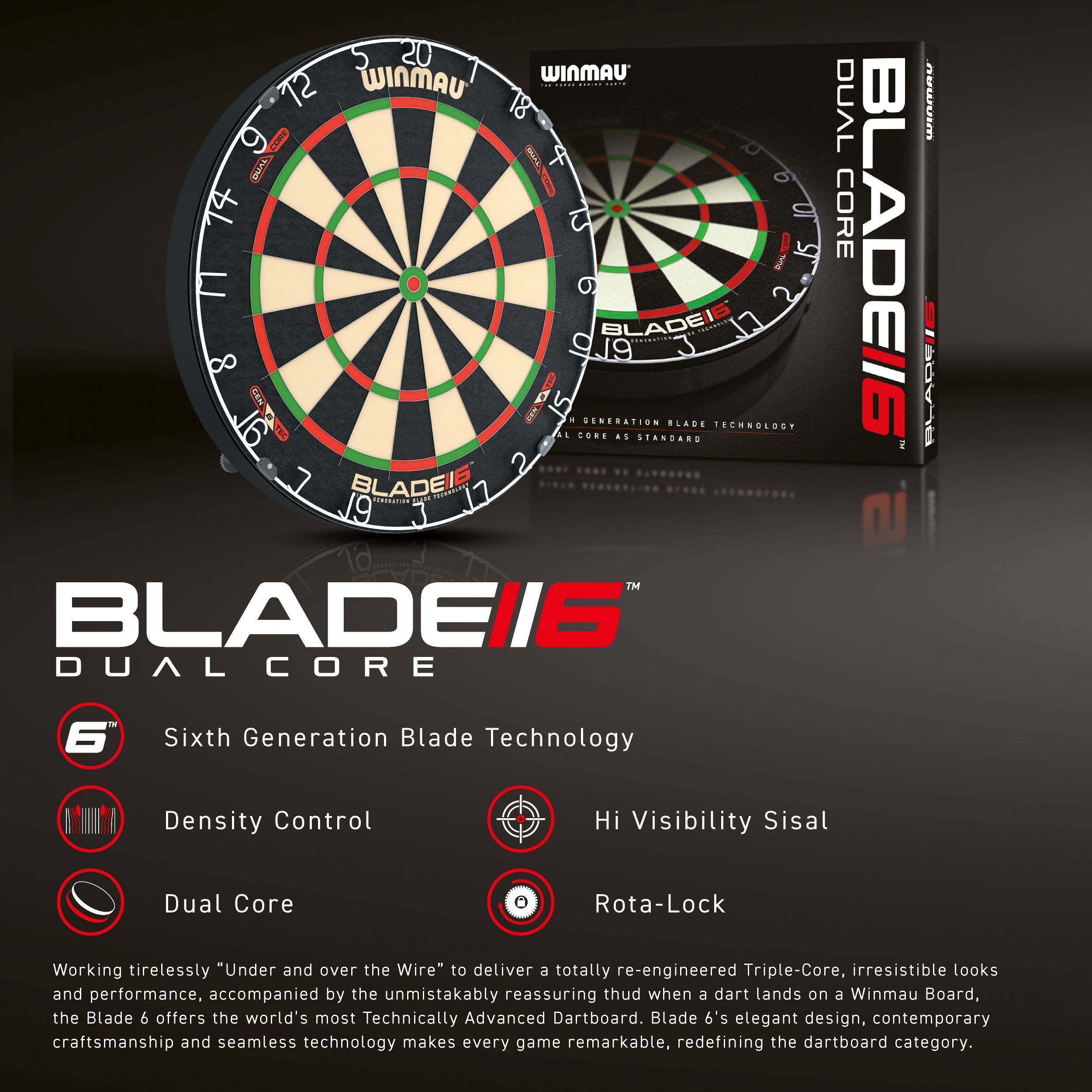 Winmau-Blade-6-Dualcore-Dartboard-Features Winmau - Blade 6 Dual Core Dartboard