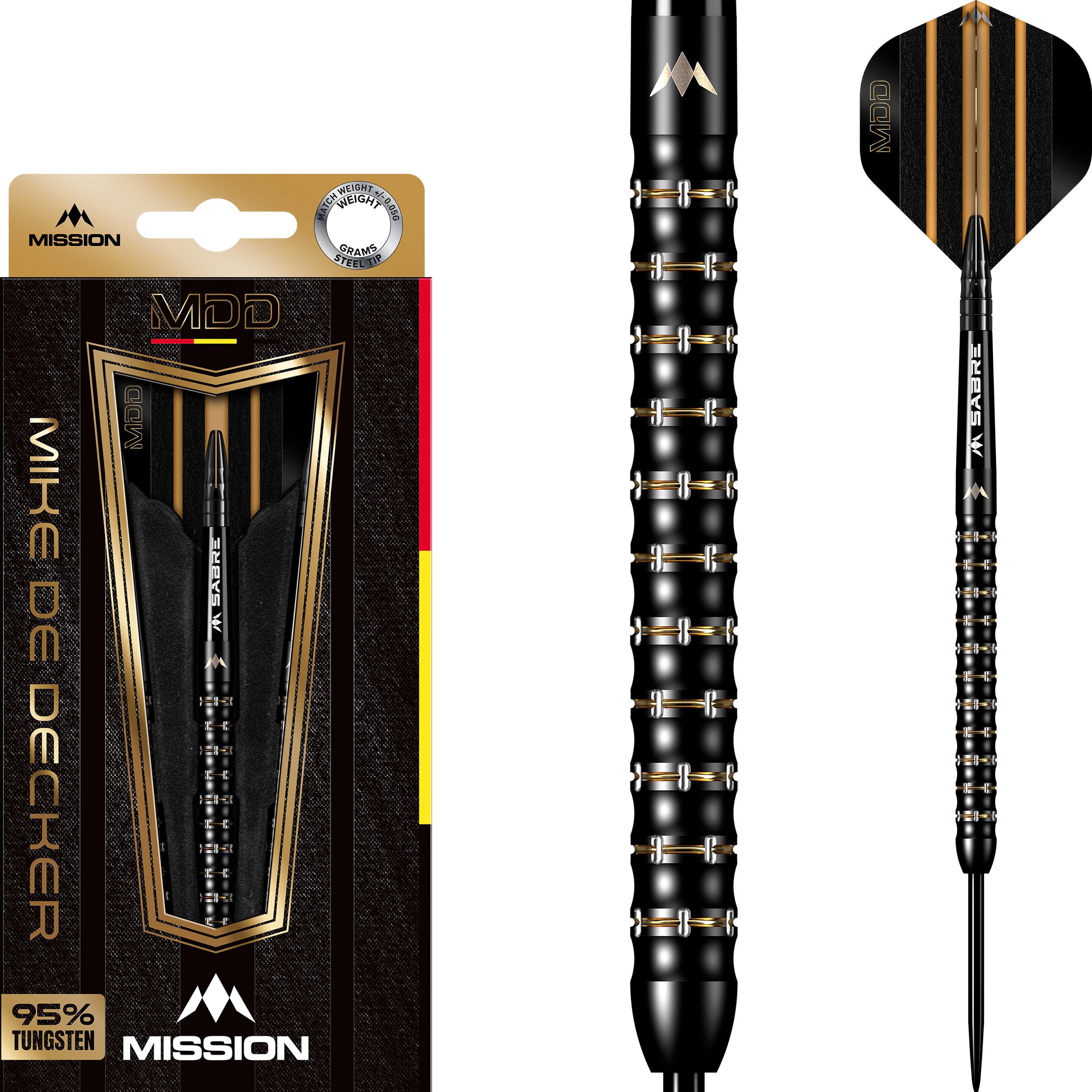 Mission - Mike De Decker Schwarz Gold - Steeldart Mission - Mike De Decker Schwarz Gold - Steeldart
