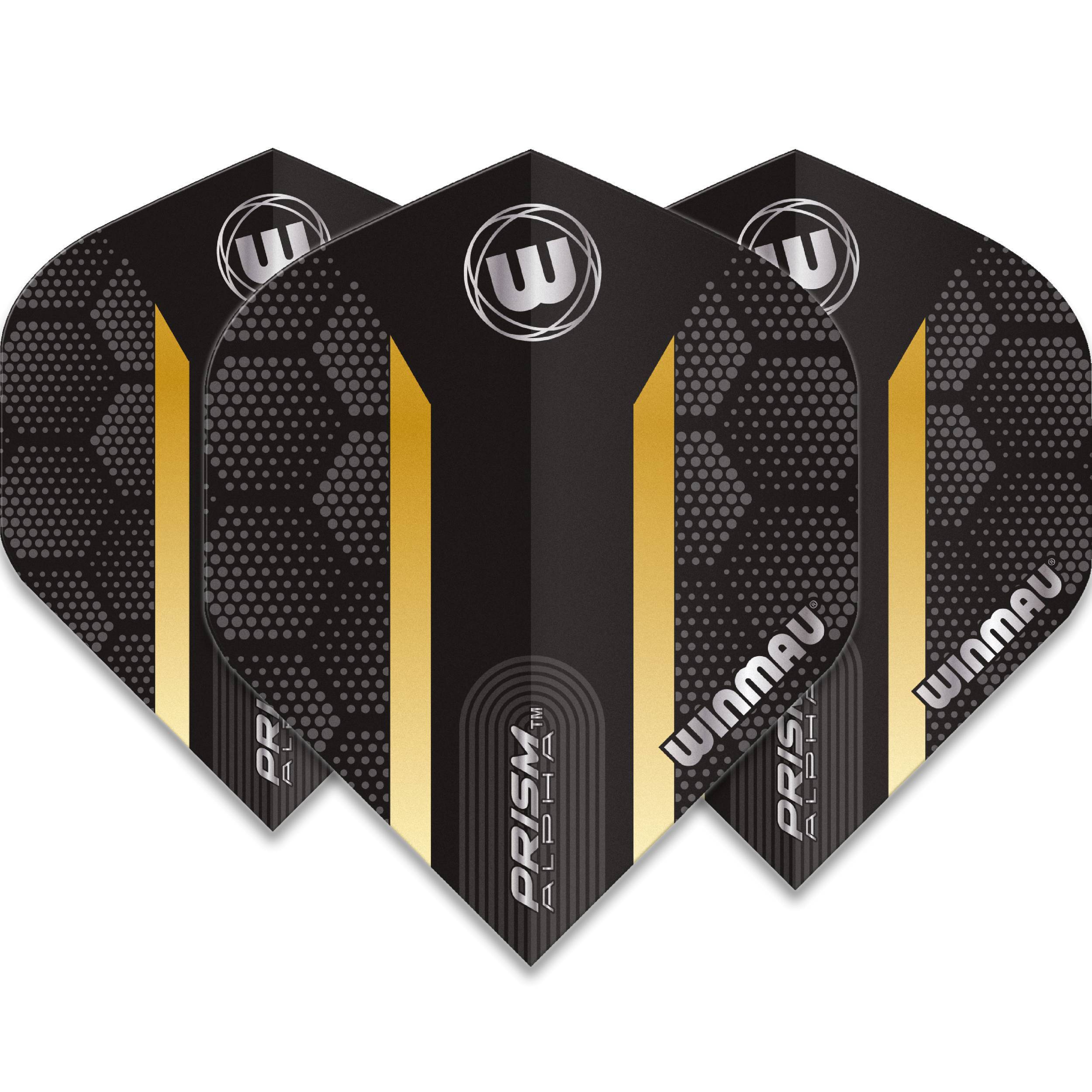 Winmau-Prism-Alpha-Hexagon-Flight-Standard-Schwarz-Gold Winmau - Prism Alpha Hexagon Flight - Standard