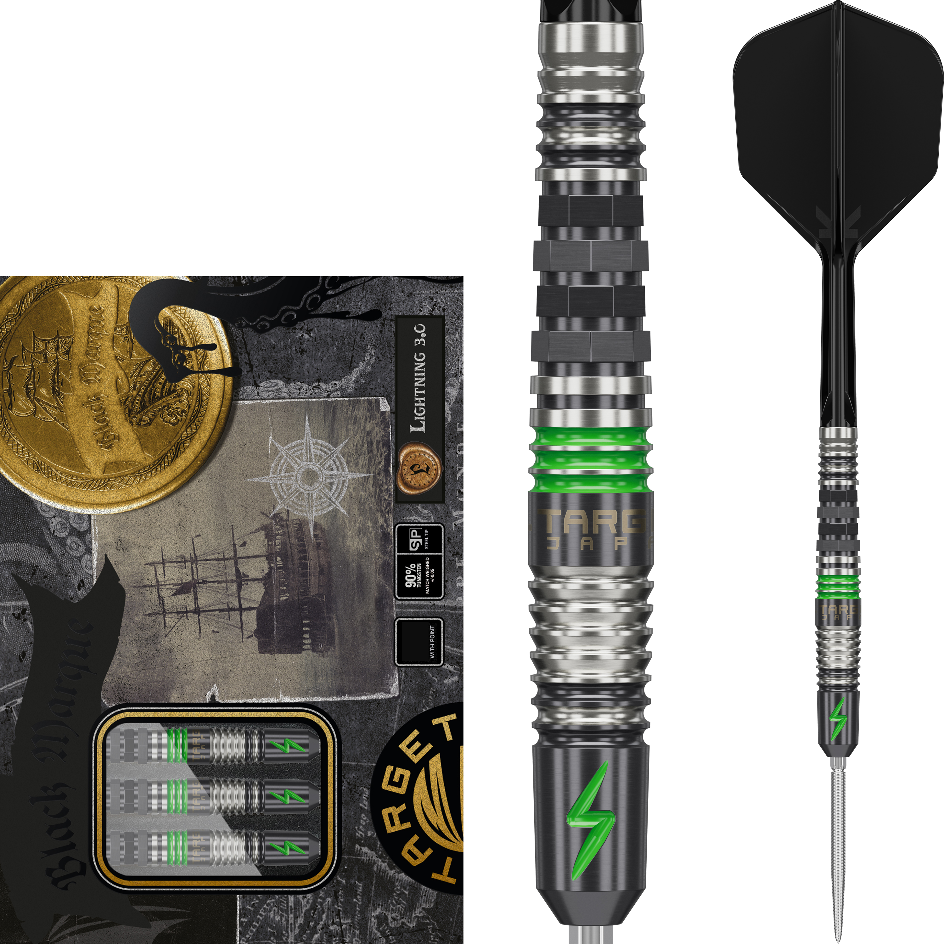 Target Japan - Swiss Point - Black Marque Lightning 3.0 - Steeldart Target Japan - Swiss Point - Black Marque Lightning 3.0 - Steeldart