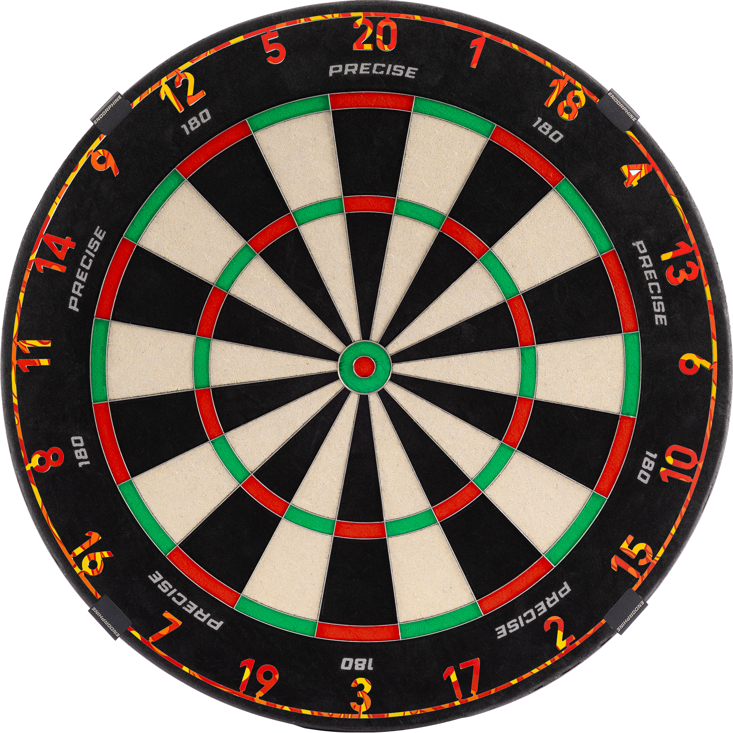 Precise180 - Endorphine Dartboard mit Lasercut Zahlenring Precise180 - Endorphine Dartboard mit Lasercut Zahlenring