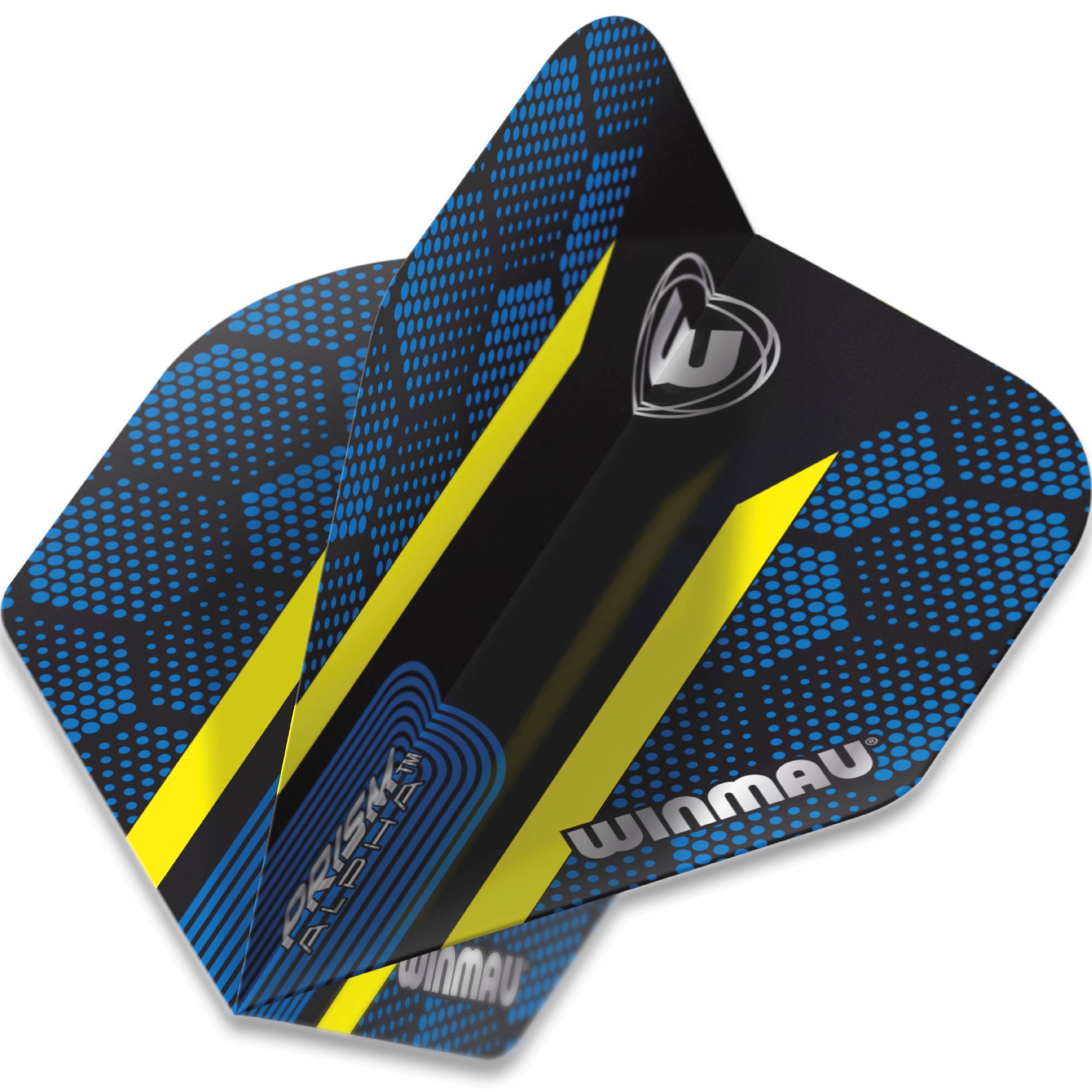 Winmau-Prism-Alpha-Hexagon-Flight-Standard-Blau-Gelb-Dynamisch Winmau - Prism Alpha Hexagon Flight - Standard