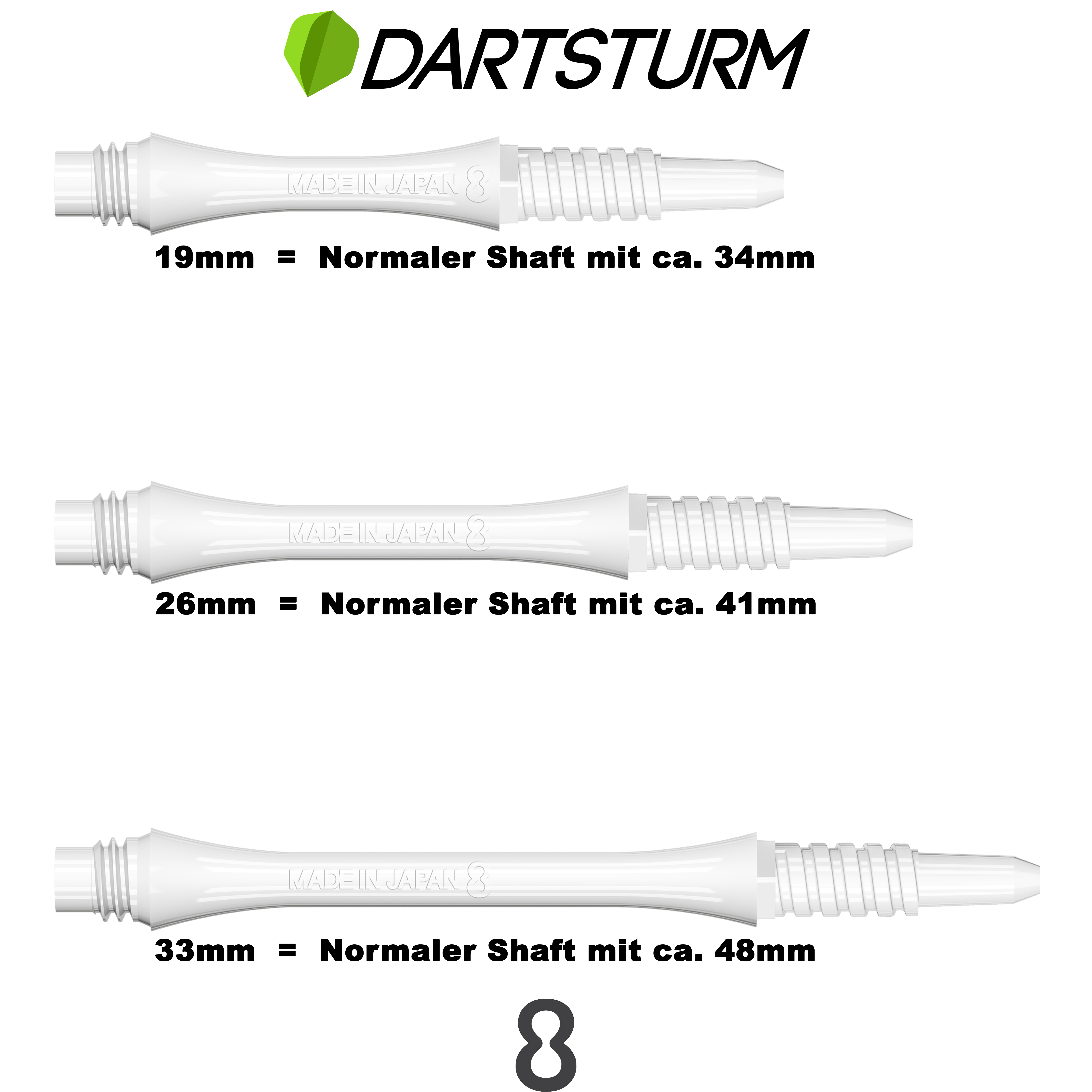 8 Flight - Slim Fixed Shaft - Weiß