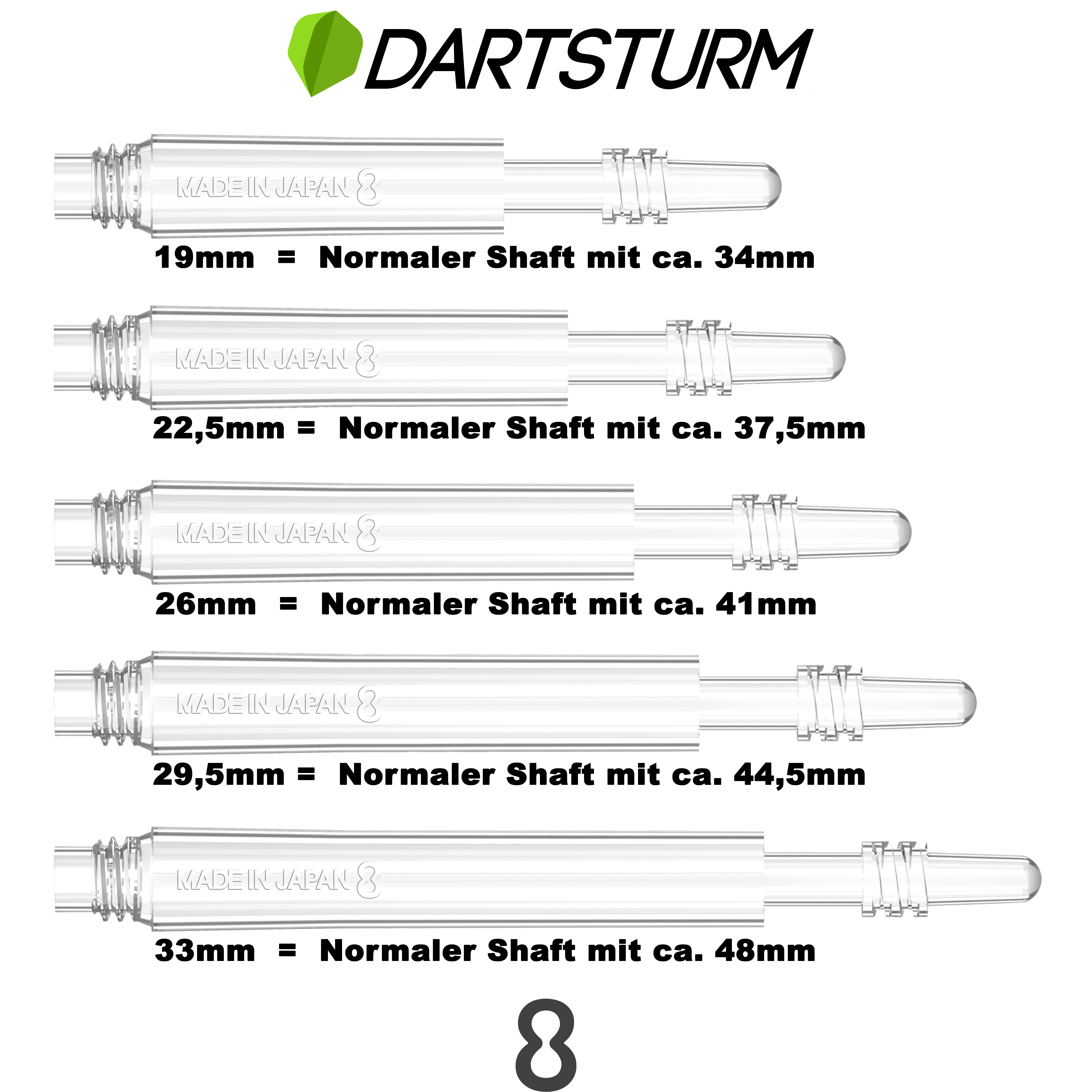 8 Flight - Regular Spin Shaft - Transparent