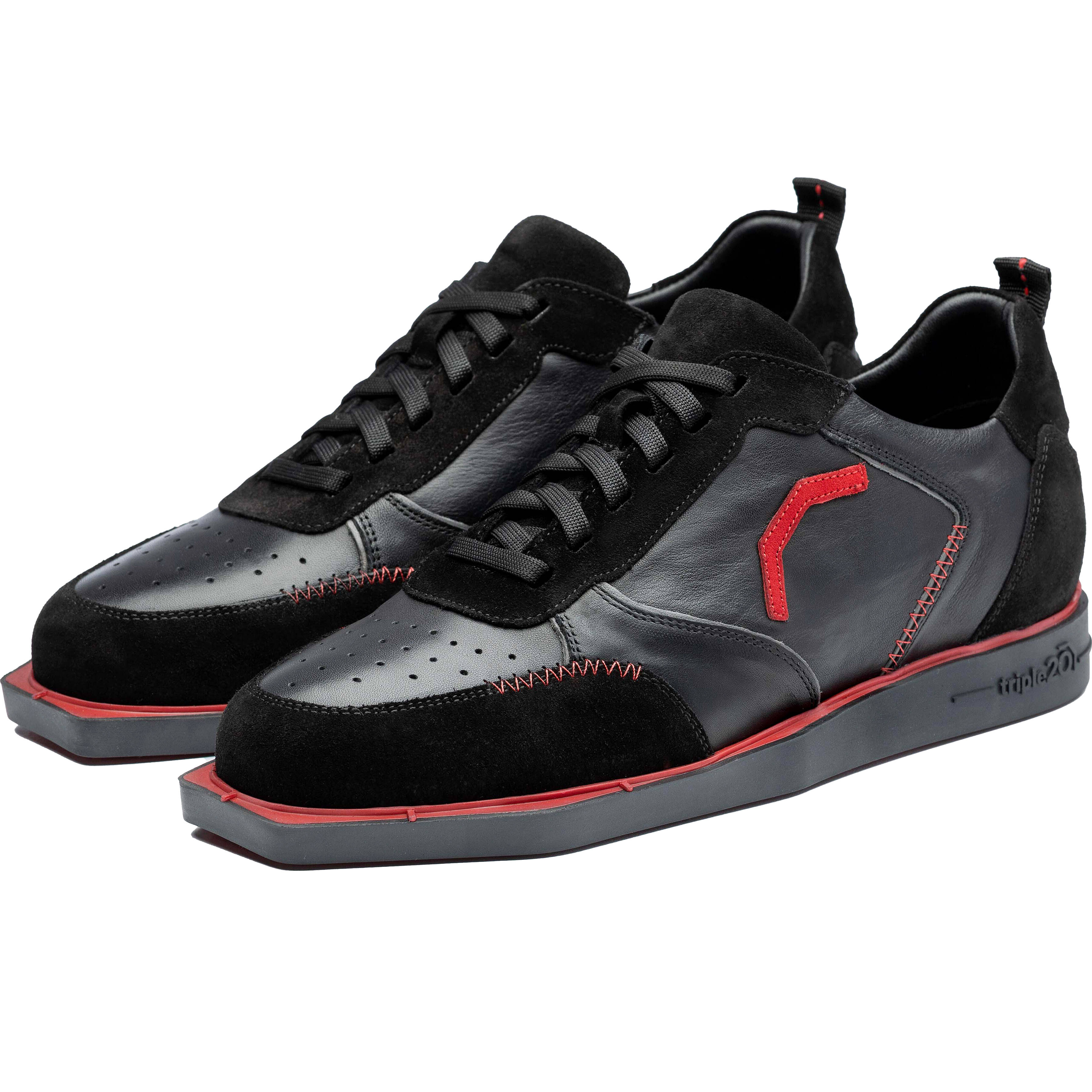 Triple20-Dartsshoes-Leder-Schwarz-Rot Triple20 Dartsshoes - Leder Schwarz/Rot