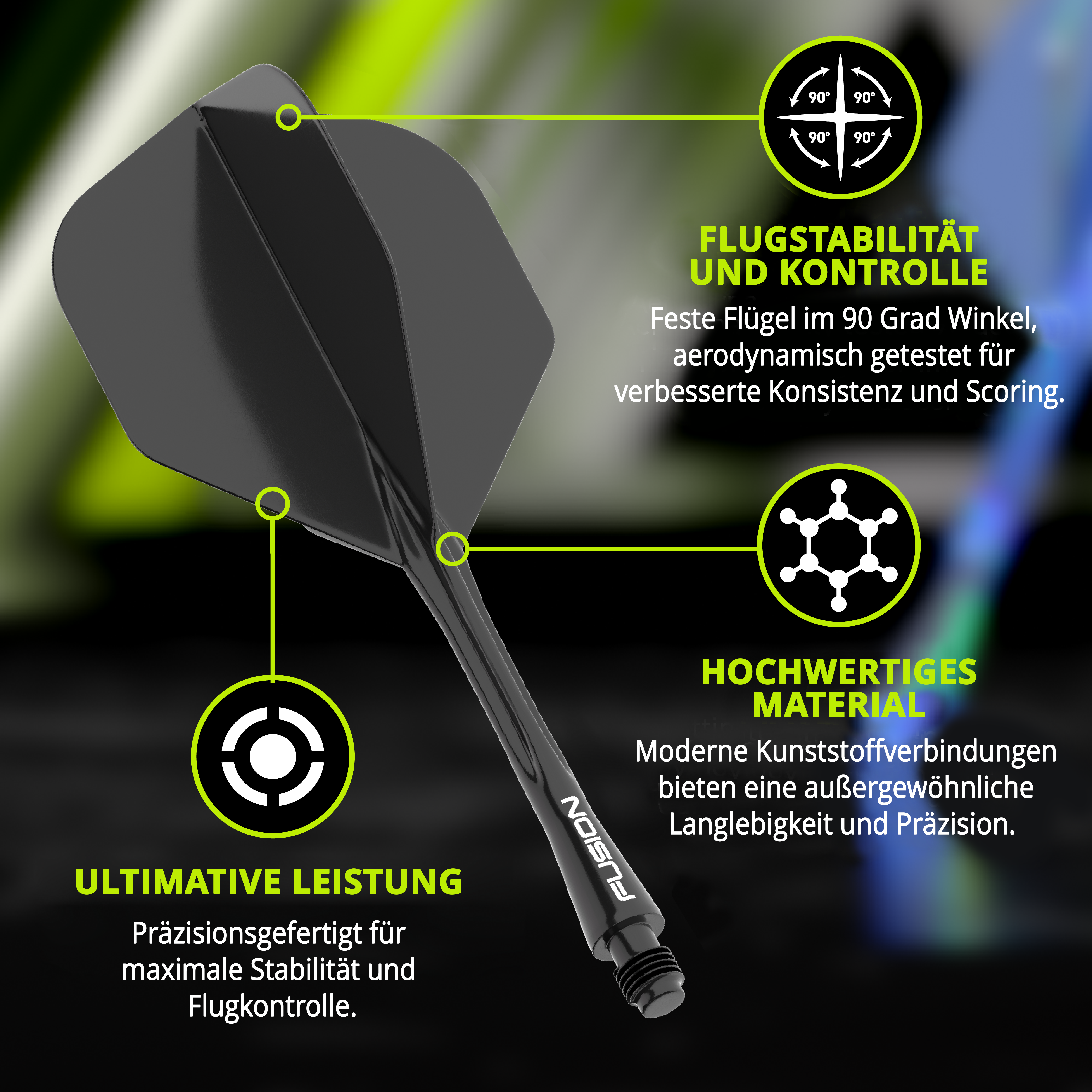 Winmau - Fusion Flightsystem Schwarz - No6 Winmau - Fusion Flightsystem Schwarz - No6