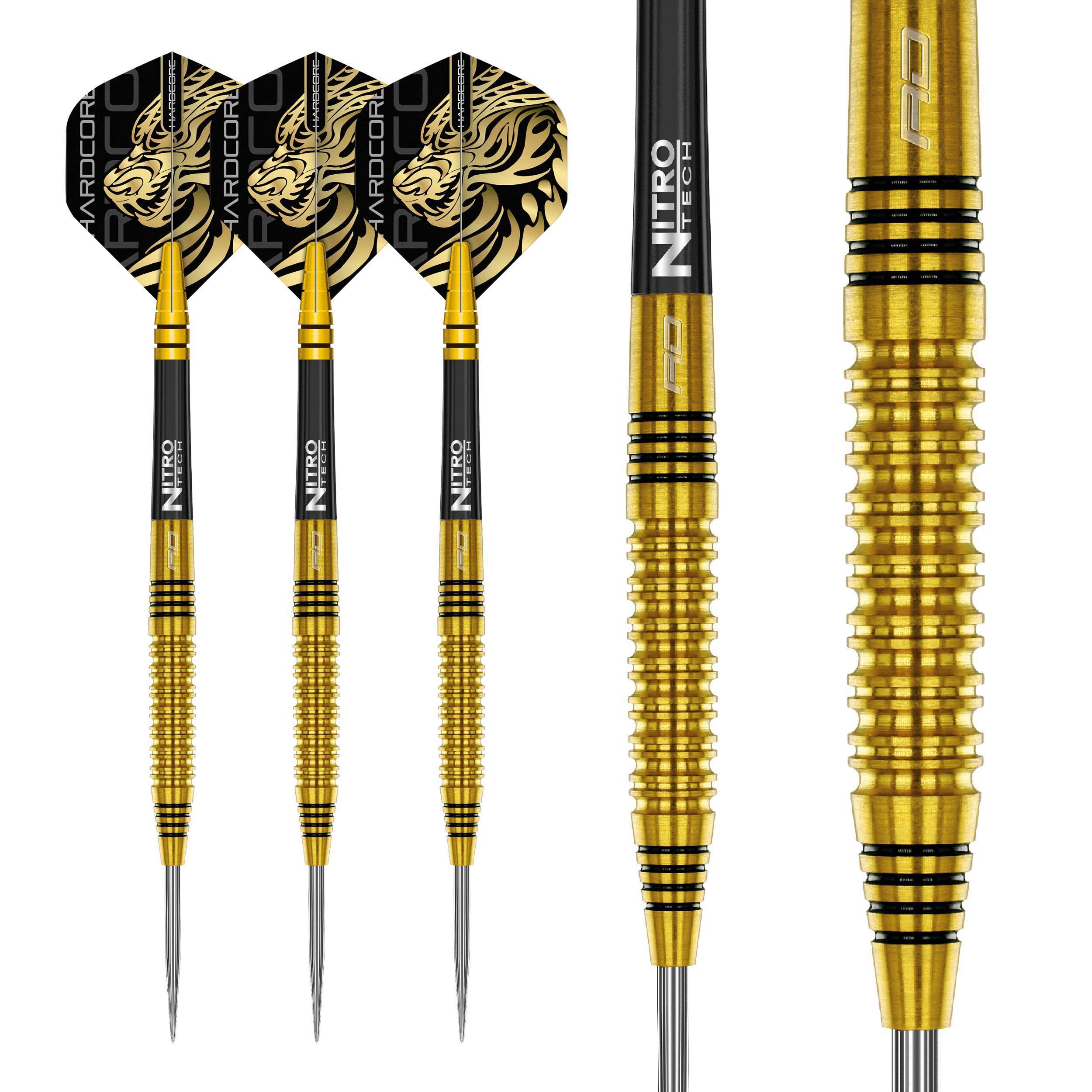 Red-Dragon-Jonny-Clayton-Gold-Steeldart-Dart-Details Spiel, Dartpfeile