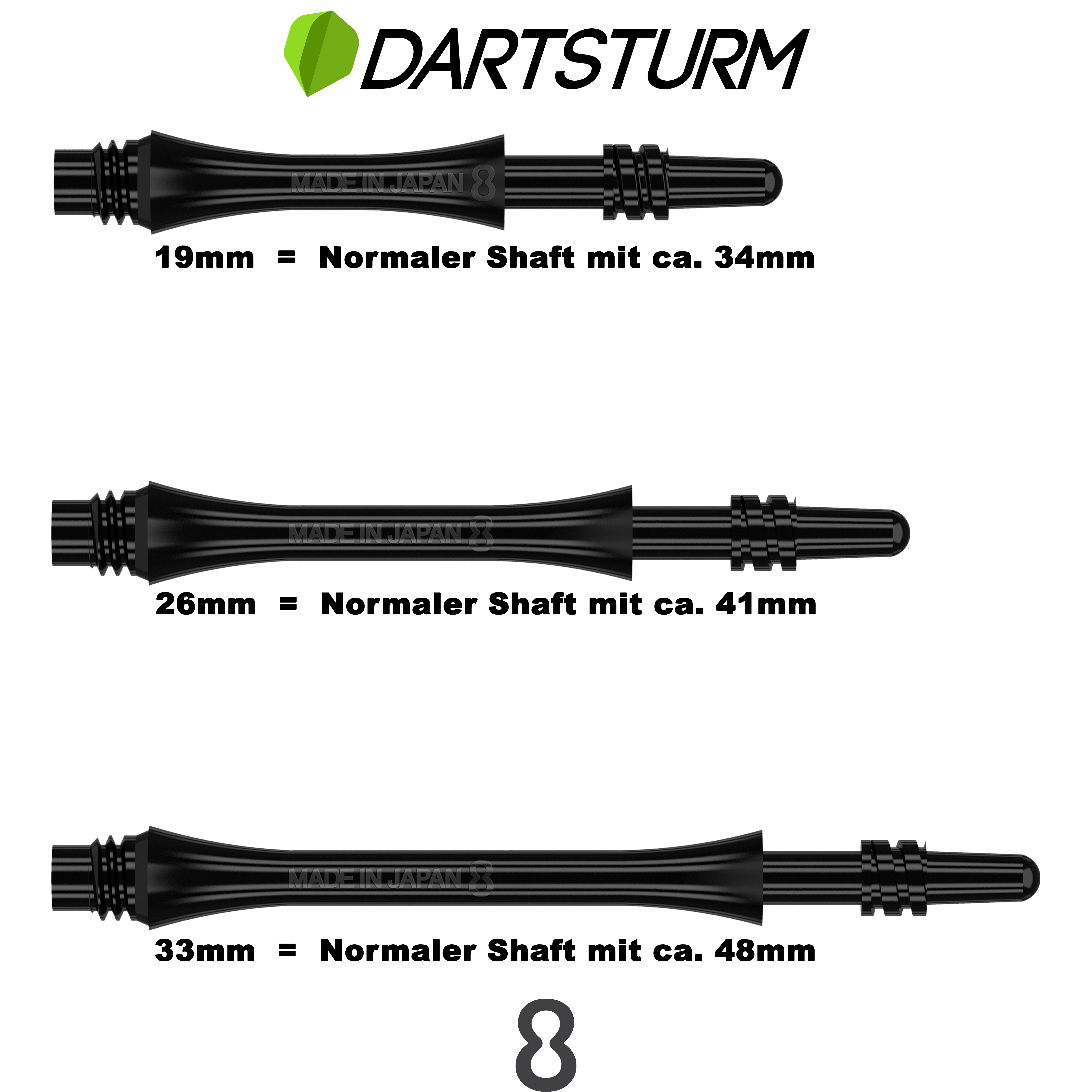 8 Flight - Slim Spin Shaft - Schwarz