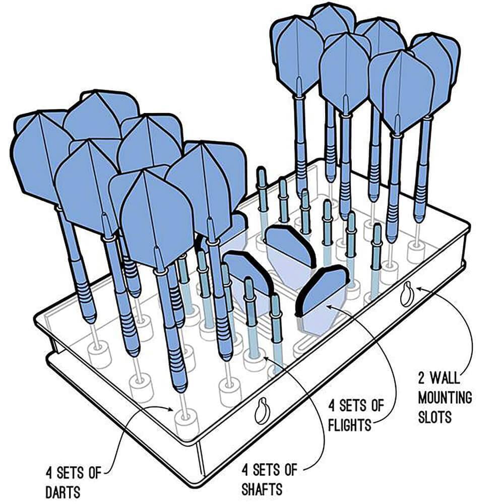 Harrows-Dartstation-Infografik Harrows - Acryl Dartstation - 12-Fach