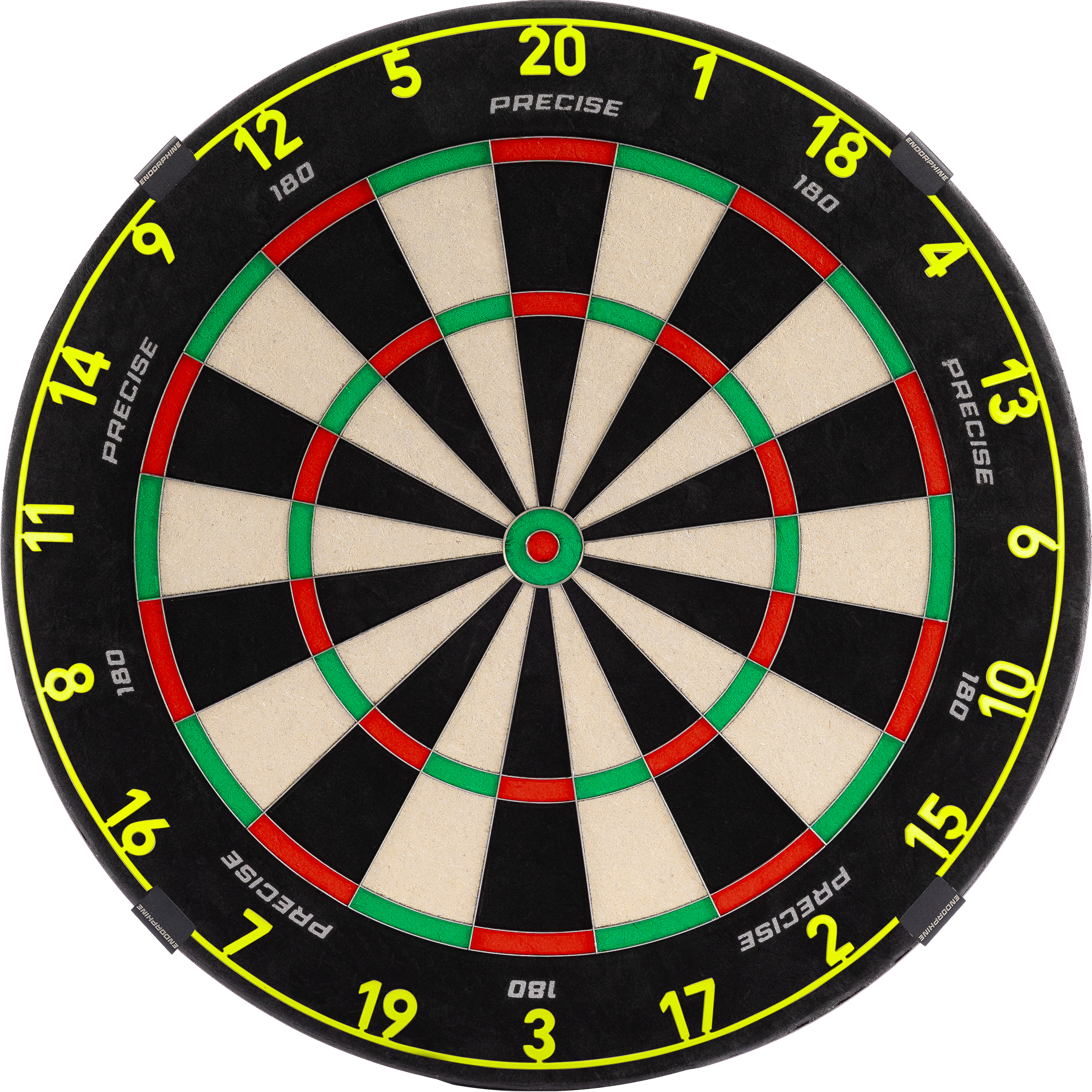 Precise180 - Endorphine Dartboard mit Lasercut Zahlenring Precise180 - Endorphine Dartboard mit Lasercut Zahlenring