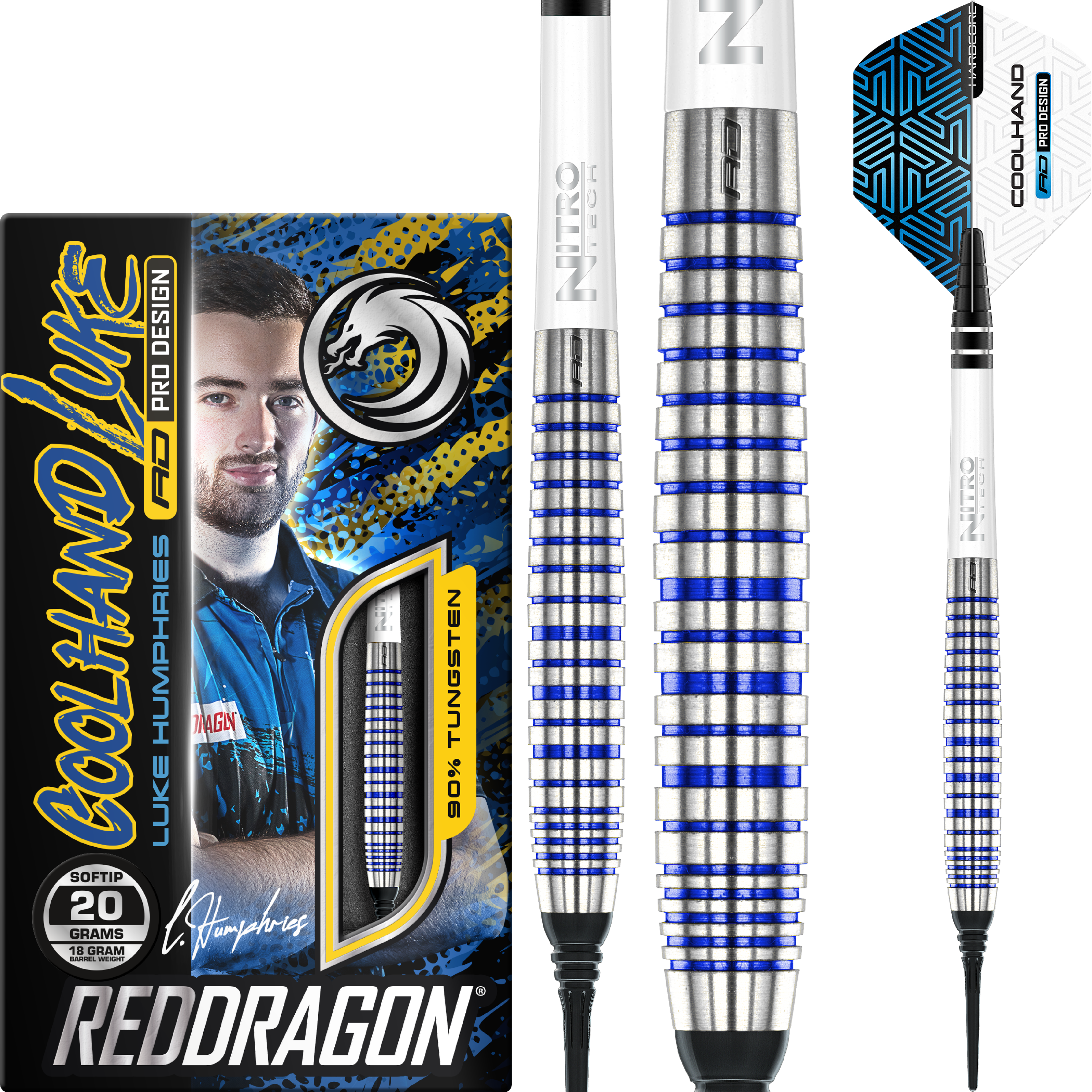 Red Dragon - Luke Humphries TX3 Cool Blue SE - Softdart Red Dragon - Luke Humphries TX3 Cool Blue SE - Softdart
