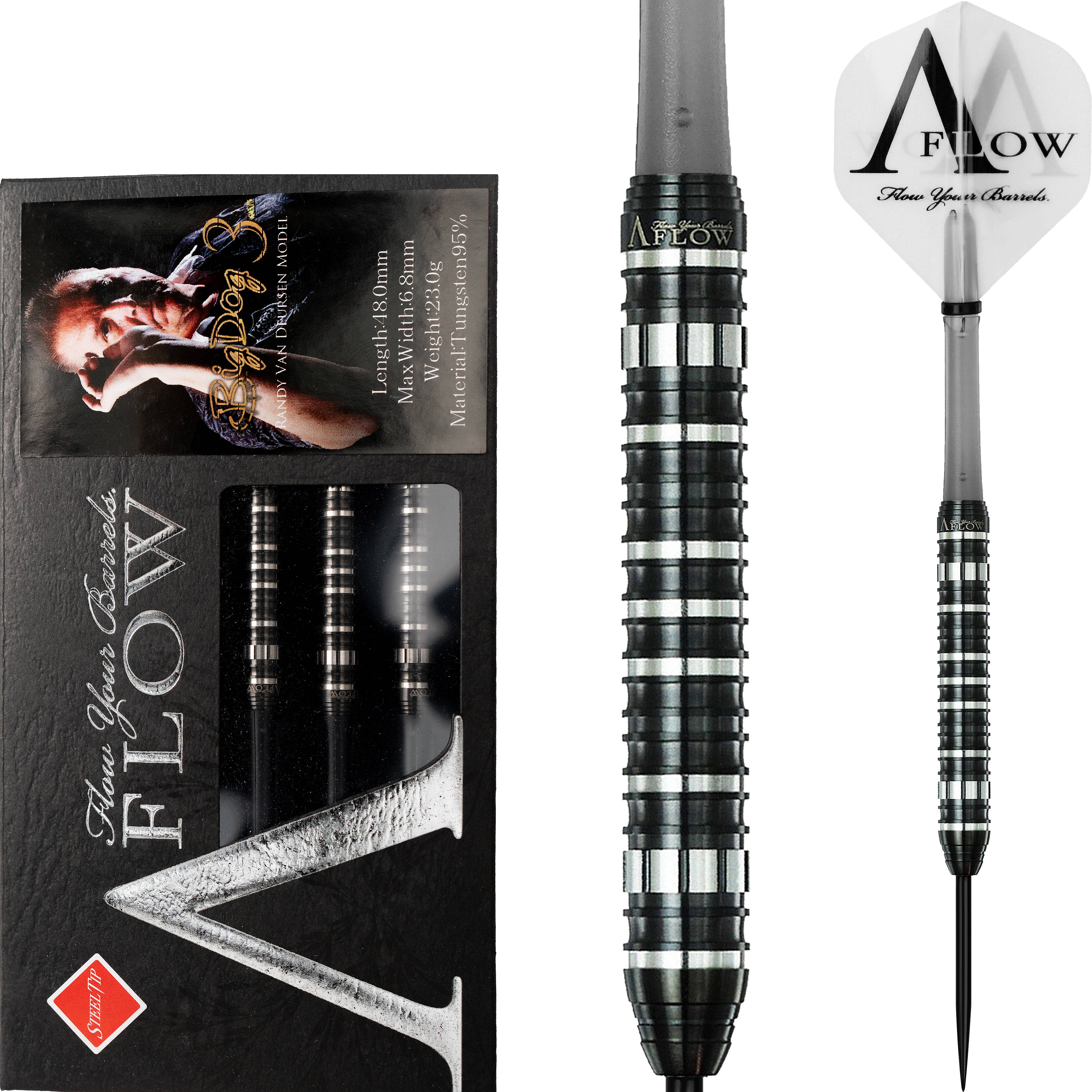 Dynasty-A-Flow-Black-Line-Randy-van-Deursen-Model-Big-Dog-3-Steeldart-Collage Dynasty - A-Flow Black Line - Randy van Deursen 3 - Steeldart