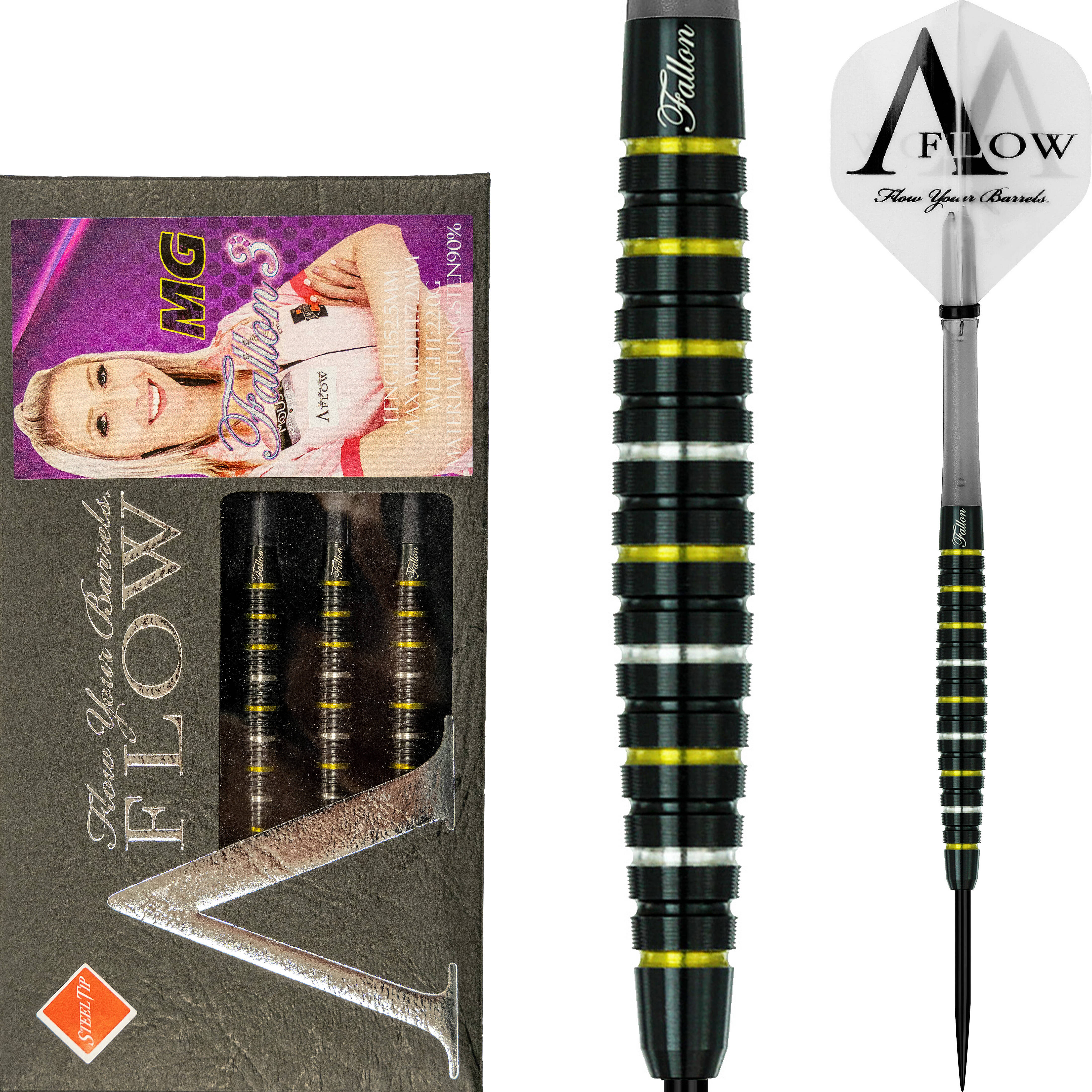 Dynasty-A-Flow-Black-Line-Fallon-Sherrock-3-Black-Gold-MG-Steeldart-Collage Dynasty - A-Flow Black Line - Fallon Sherrock Black Gold MG - Steeldart