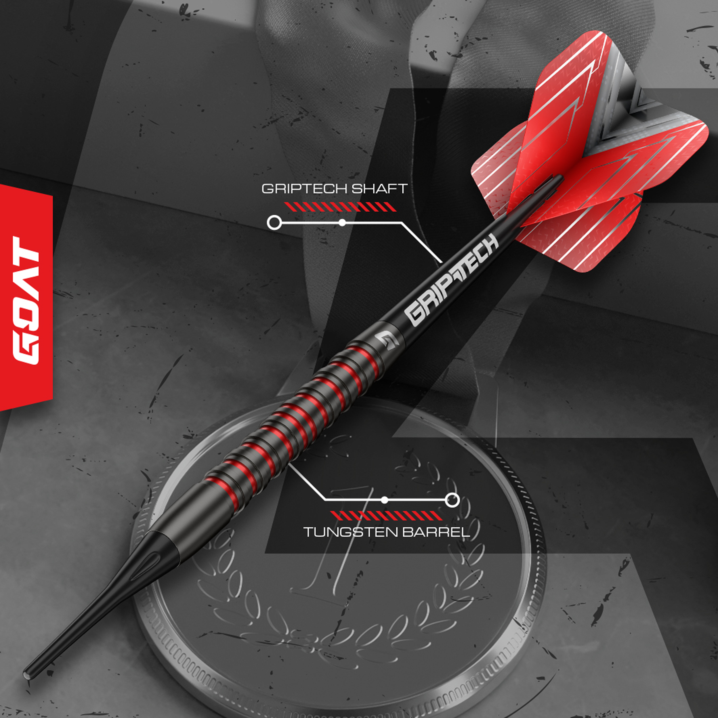 GOAT - Podium Black Red 80% - Softdart GOAT - Podium Black Red 80% - Softdart